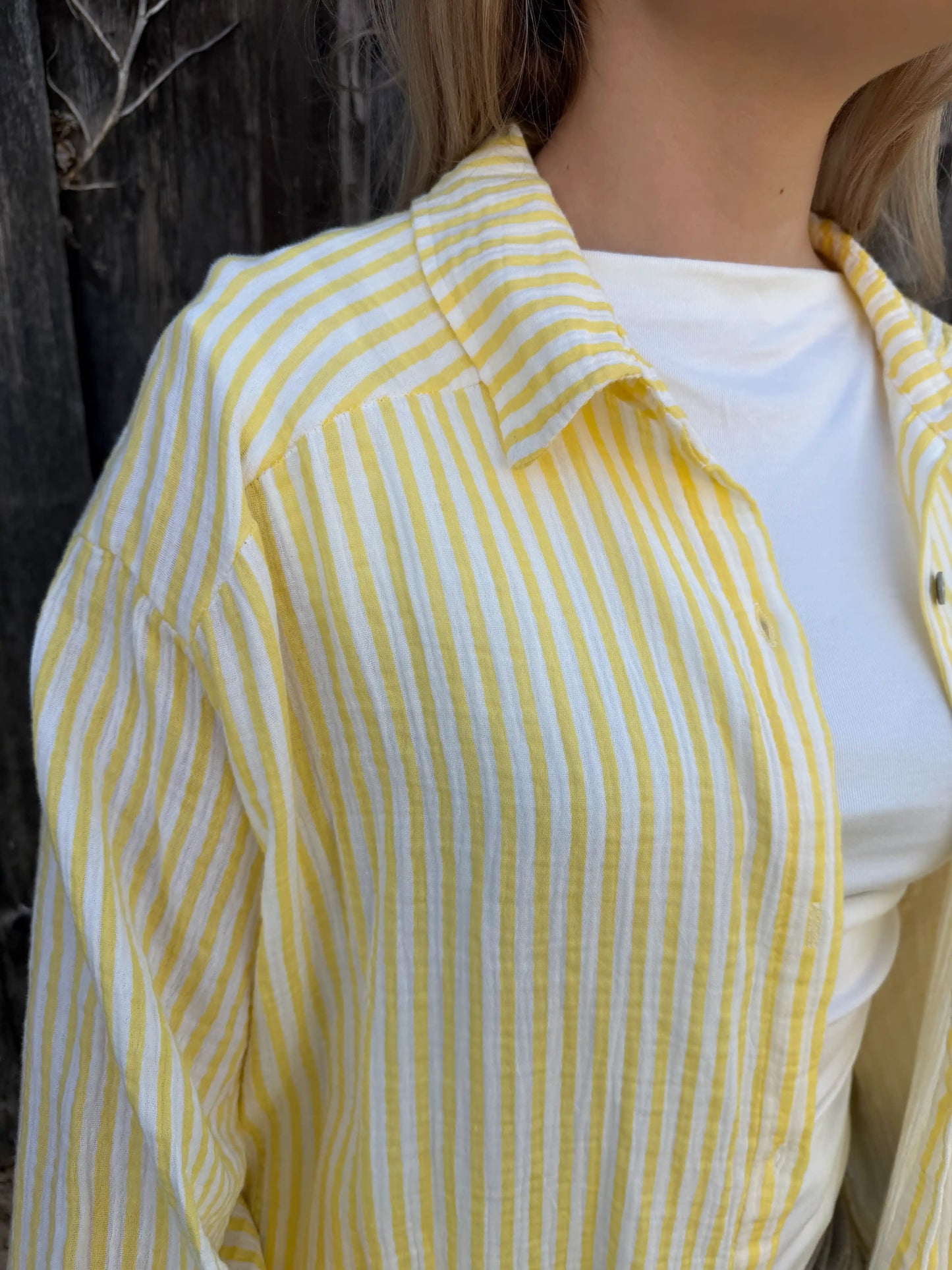 Musselinbluse "Stripe" Gelb