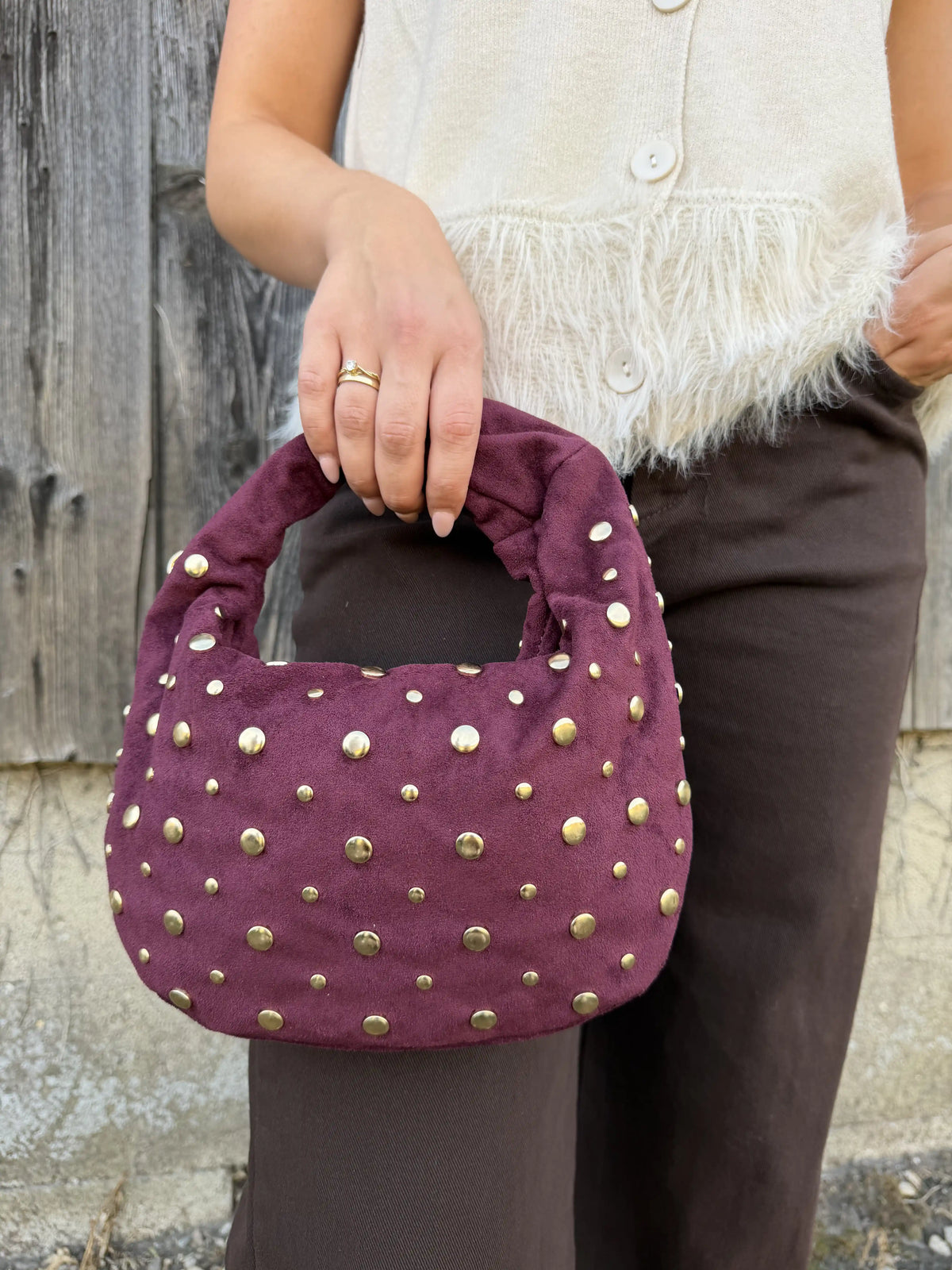 Tasche "Knot Stud" Weinrot
