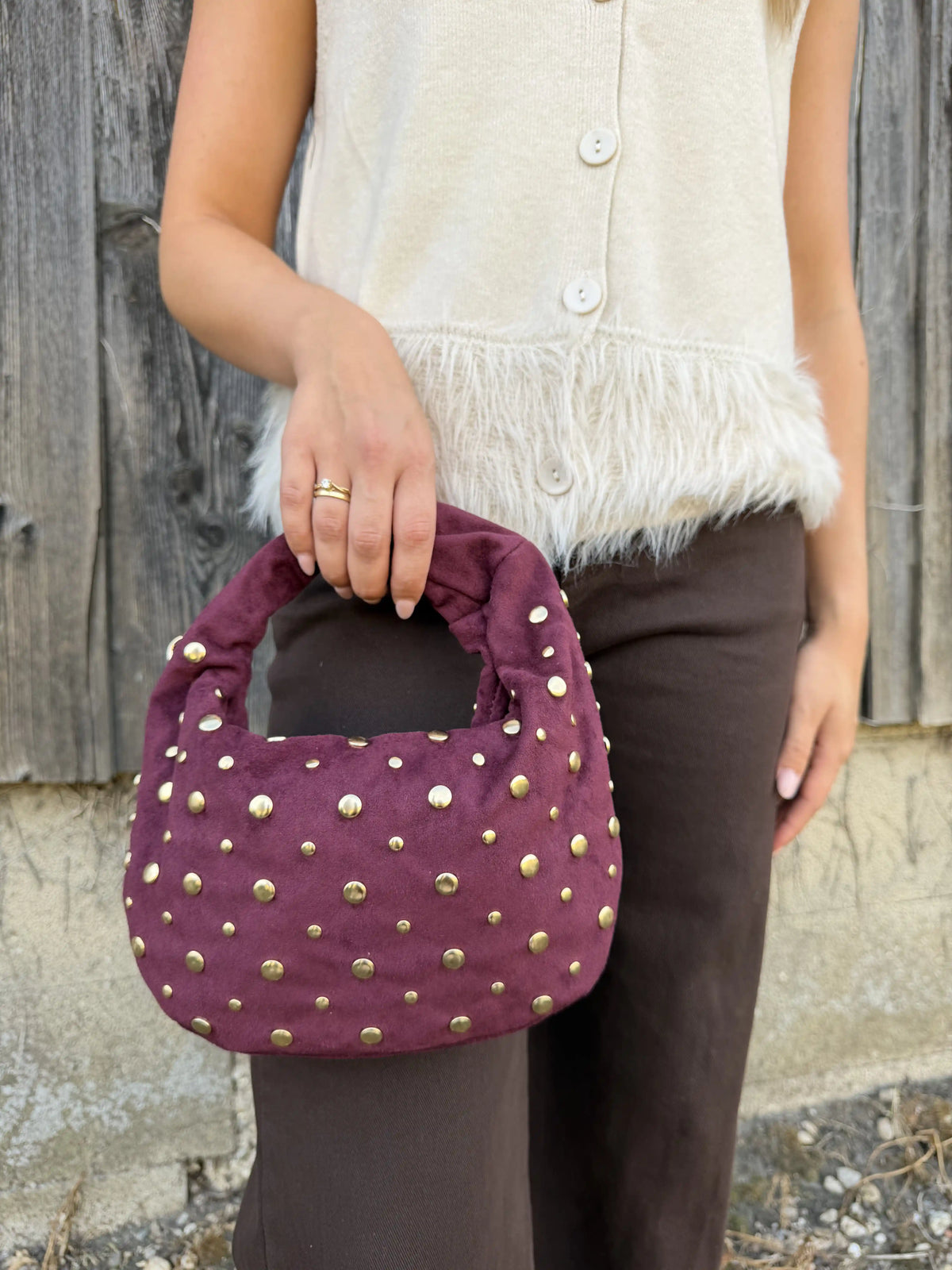 Tasche "Knot Stud" Weinrot
