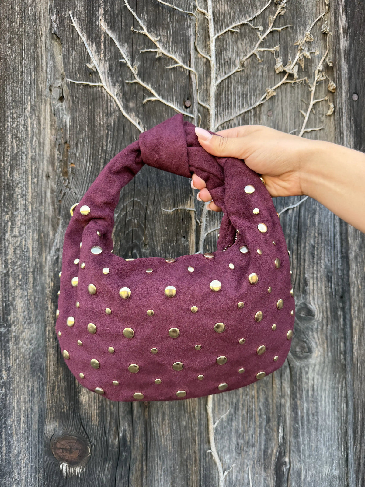 Tasche "Knot Stud" Weinrot