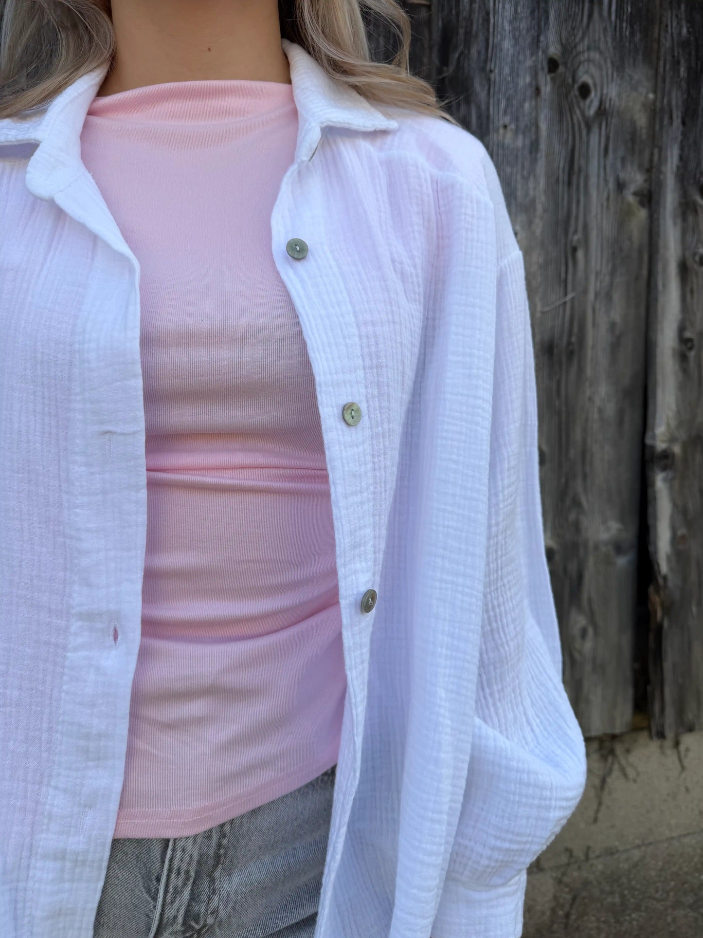 Musselinbluse Weiß
