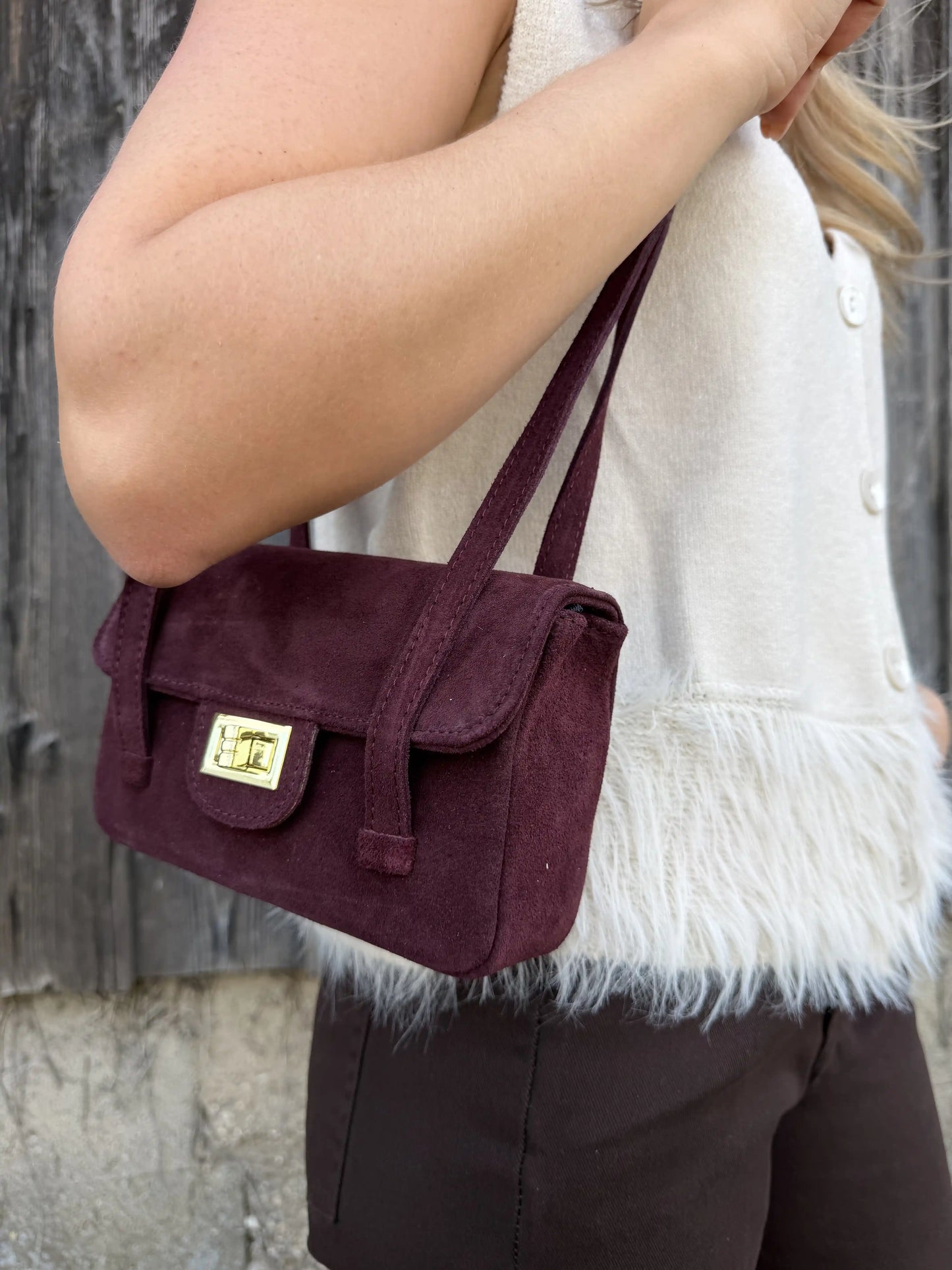 Tasche "Mini Lock" Weinrot