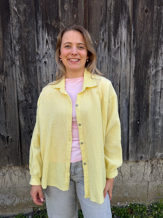 Musselinbluse Pastellgelb