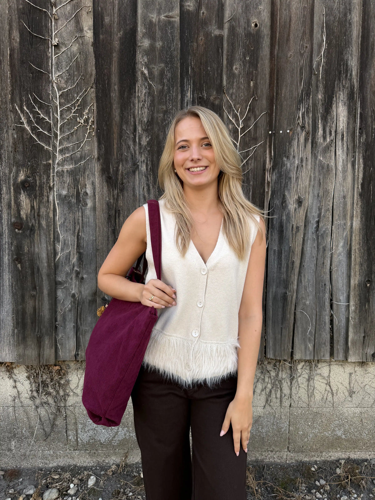 Tasche "Cord Carry" Weinrot