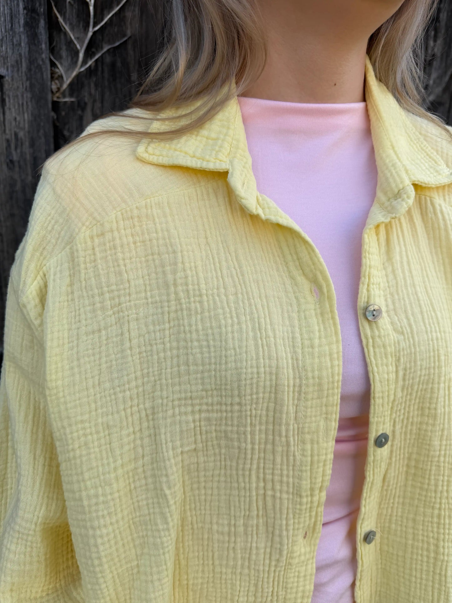 Musselinbluse Pastellgelb