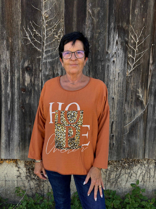 Langarmshirt "Hope" Terracotta