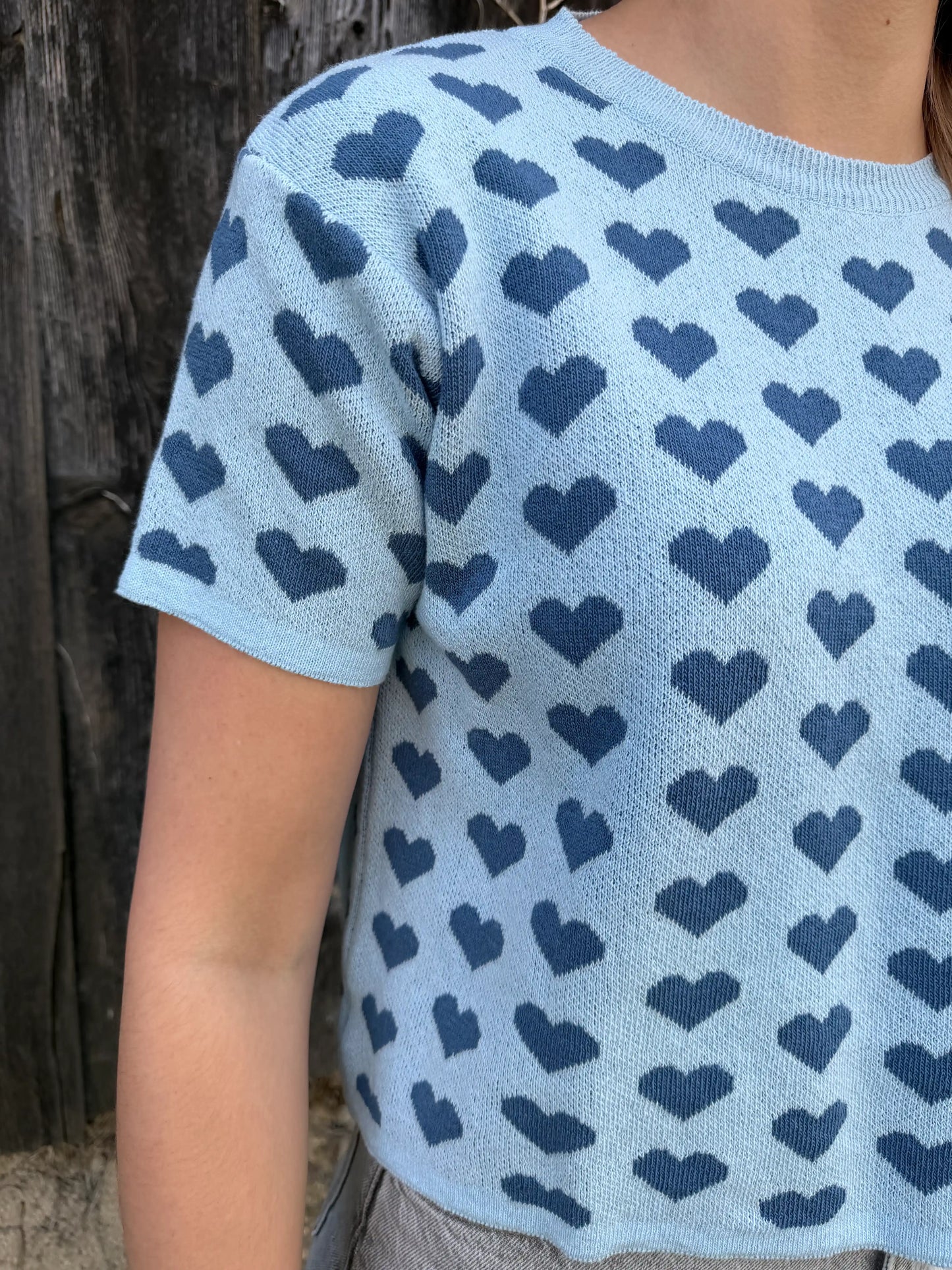 Kurzarmpullover "Lovely" Blau