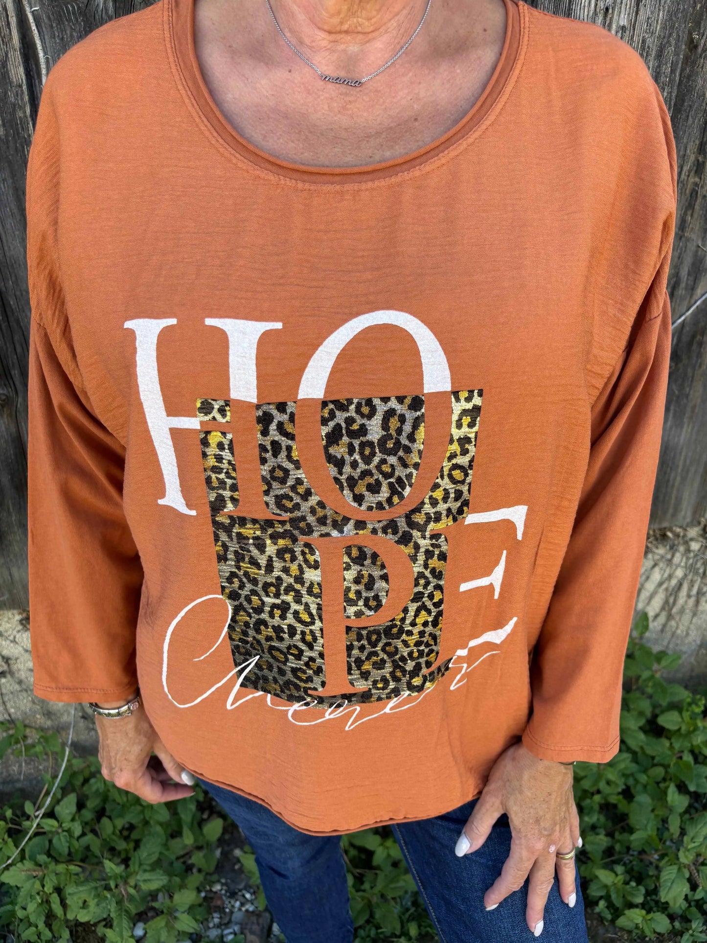 Langarmshirt "Hope" Terracotta