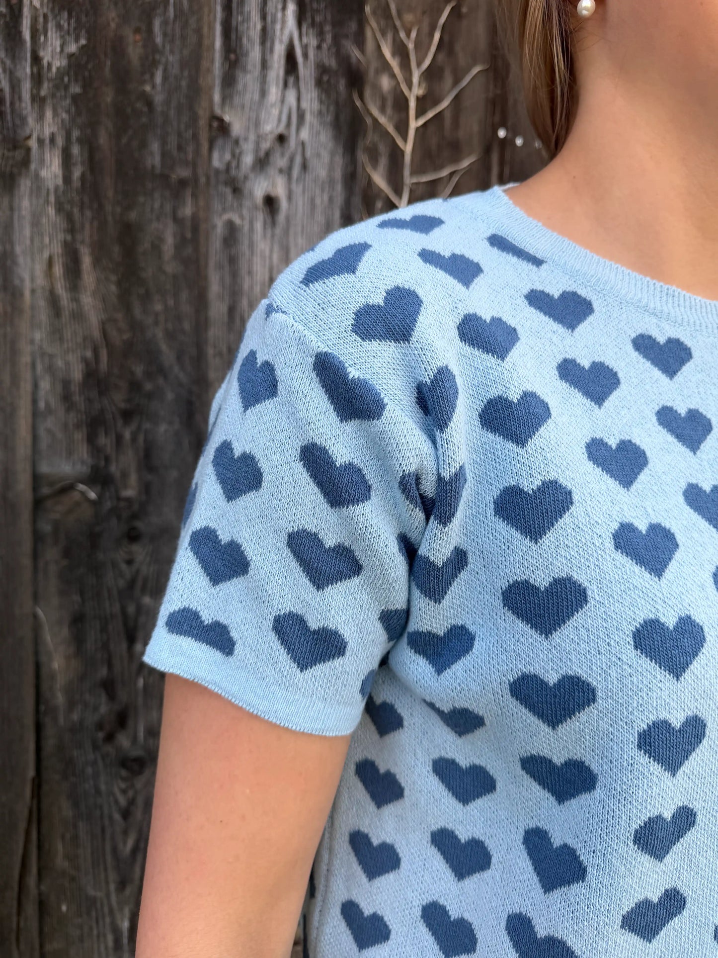 Kurzarmpullover "Lovely" Blau