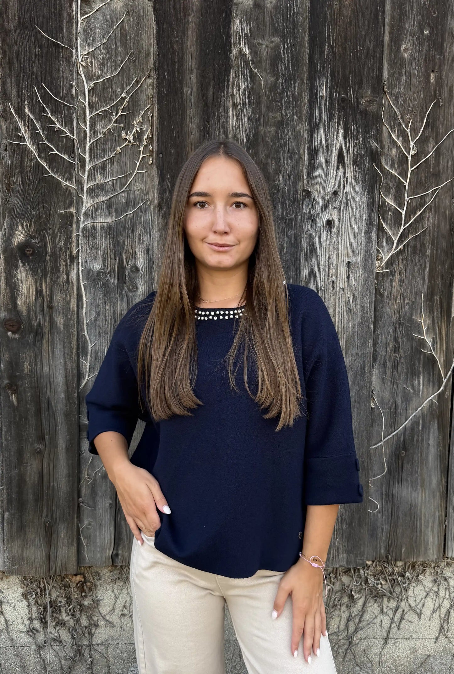 Pullover "Pearlykragen" Navy