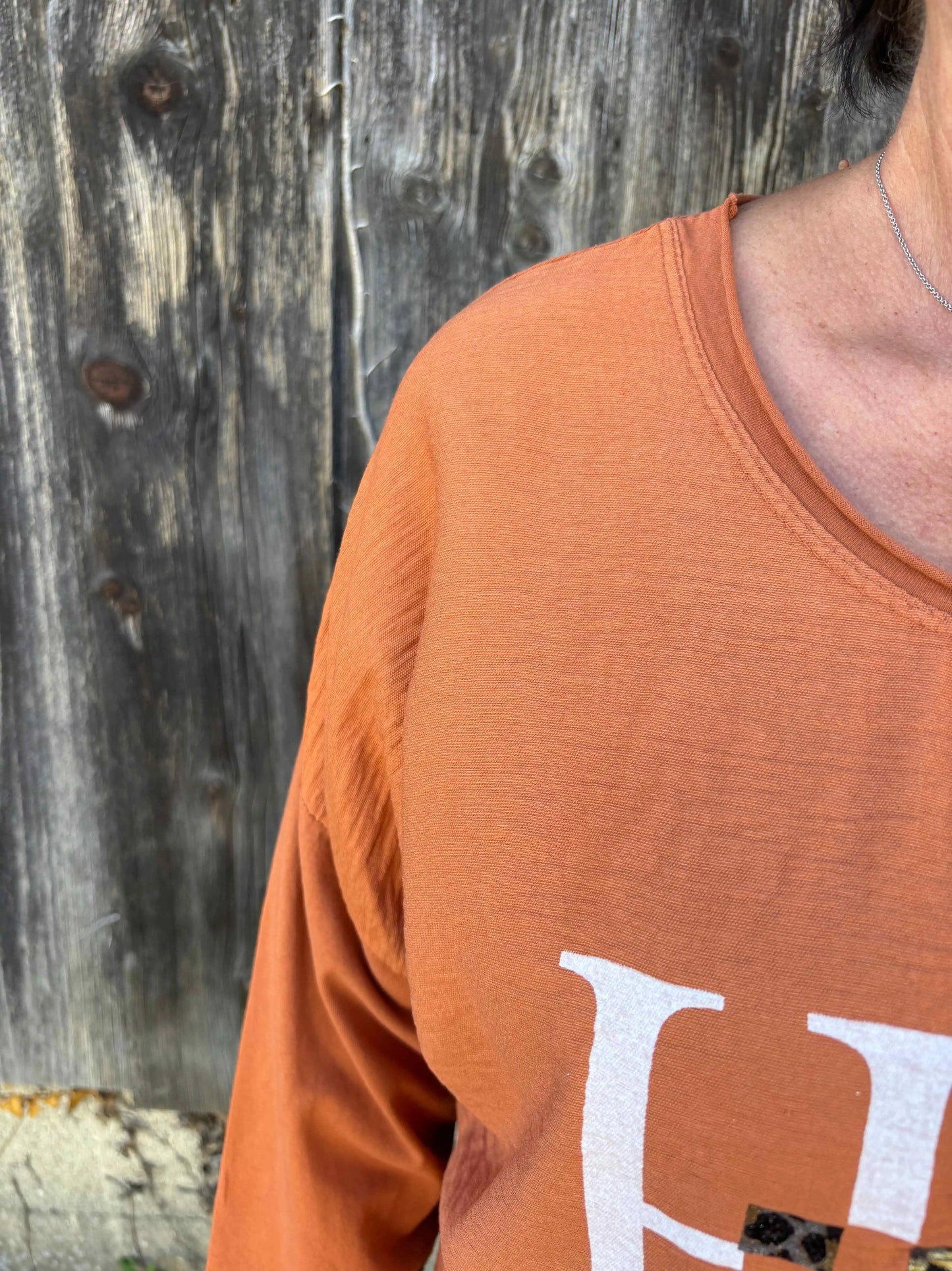 Langarmshirt "Hope" Terracotta