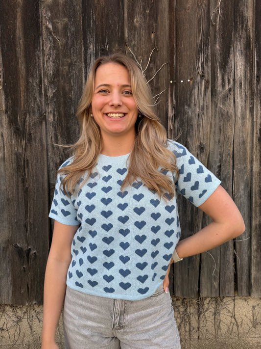 Kurzarmpullover "Lovely" Blau