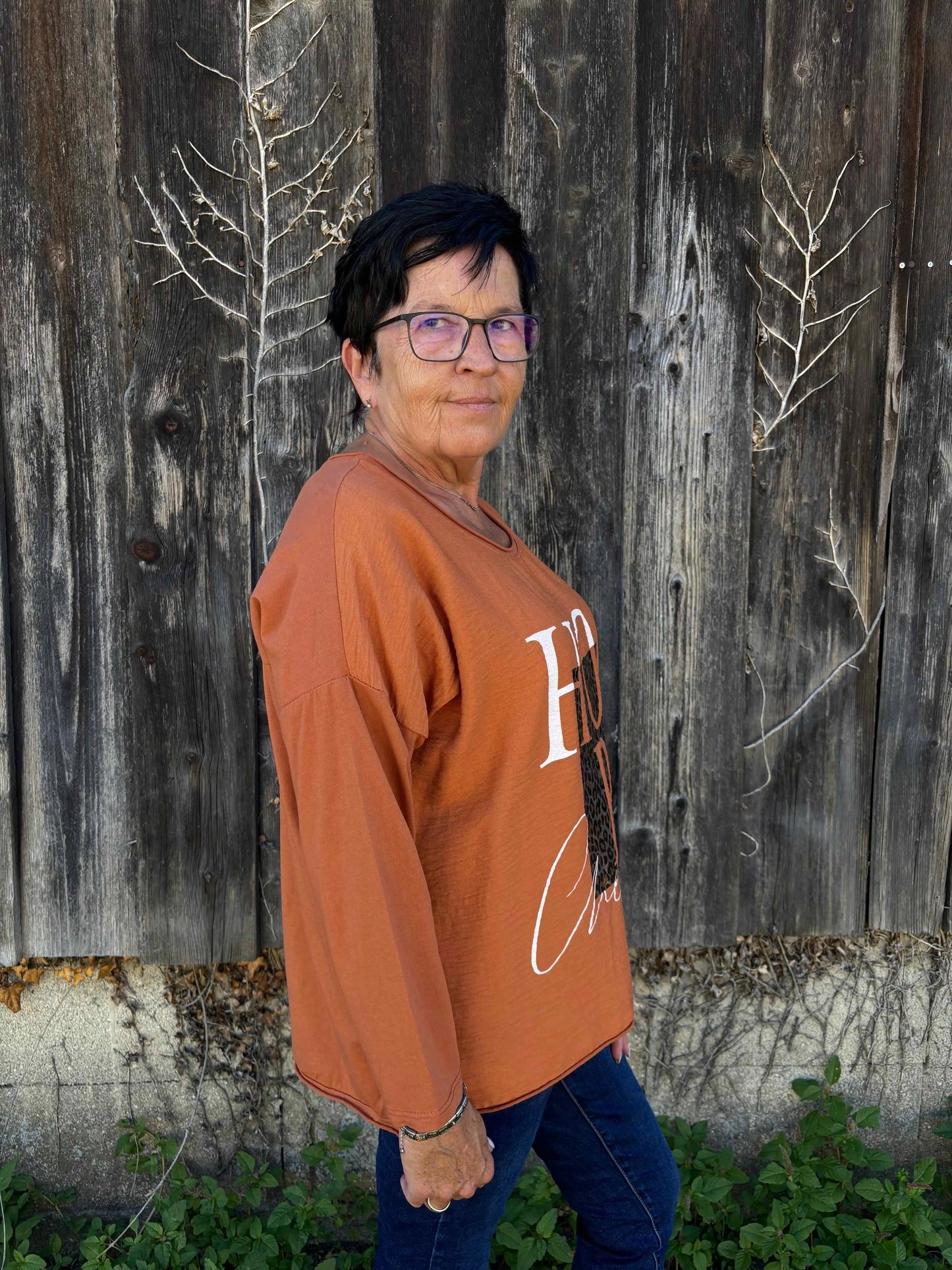 Langarmshirt "Hope" Terracotta