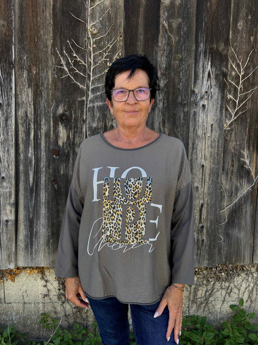 Langarmshirt "Hope" Taupe