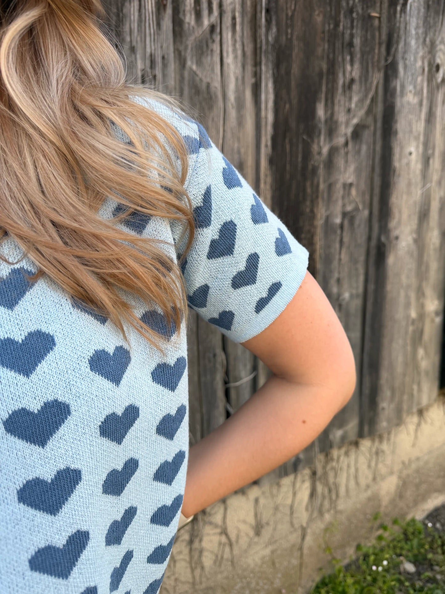 Kurzarmpullover "Lovely" Blau