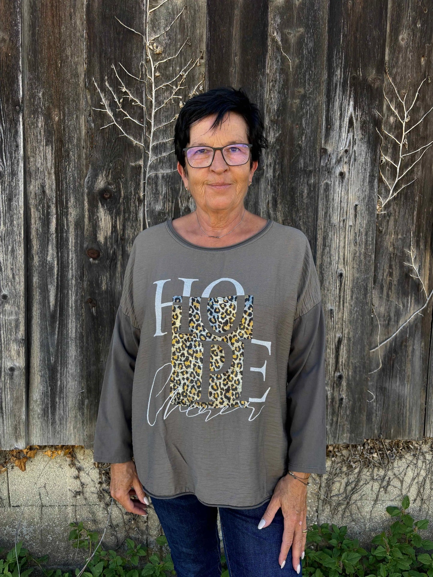 Langarmshirt "Hope" Taupe