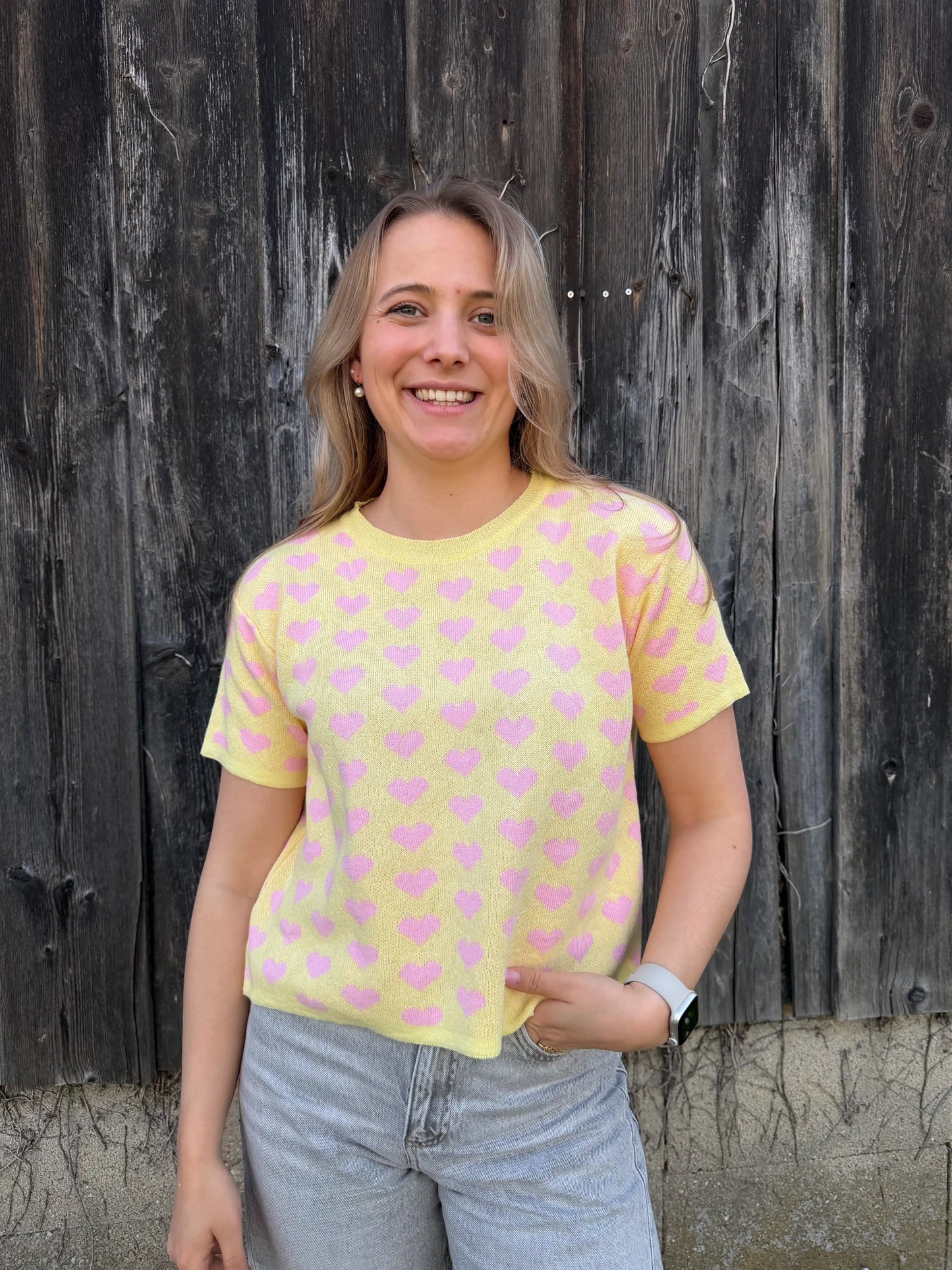 Kurzarmpullover "Lovely" Pastellgelb