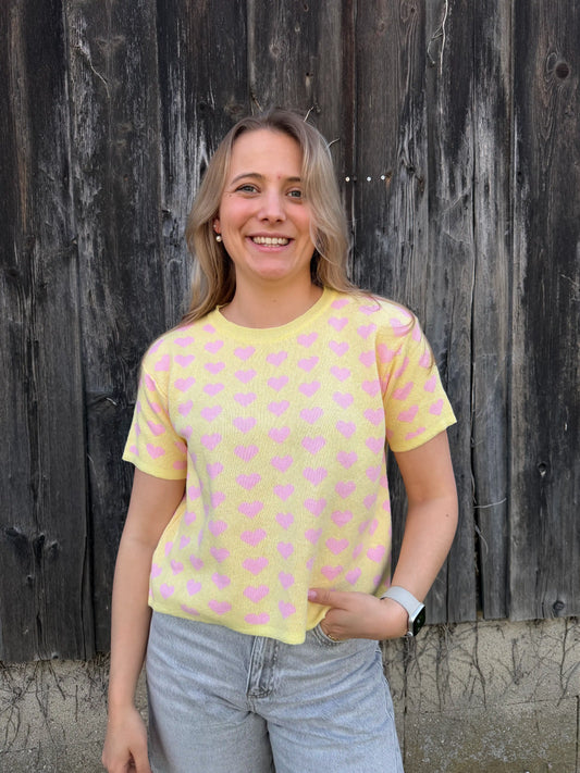 Kurzarmpullover "Lovely" Pastellgelb