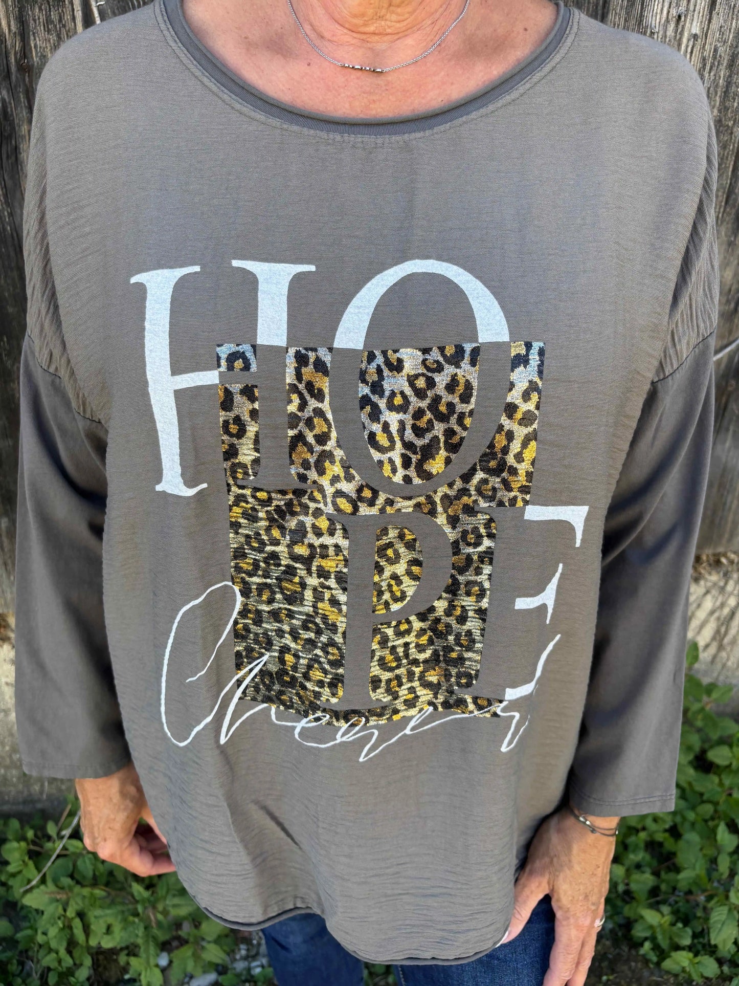 Langarmshirt "Hope" Taupe
