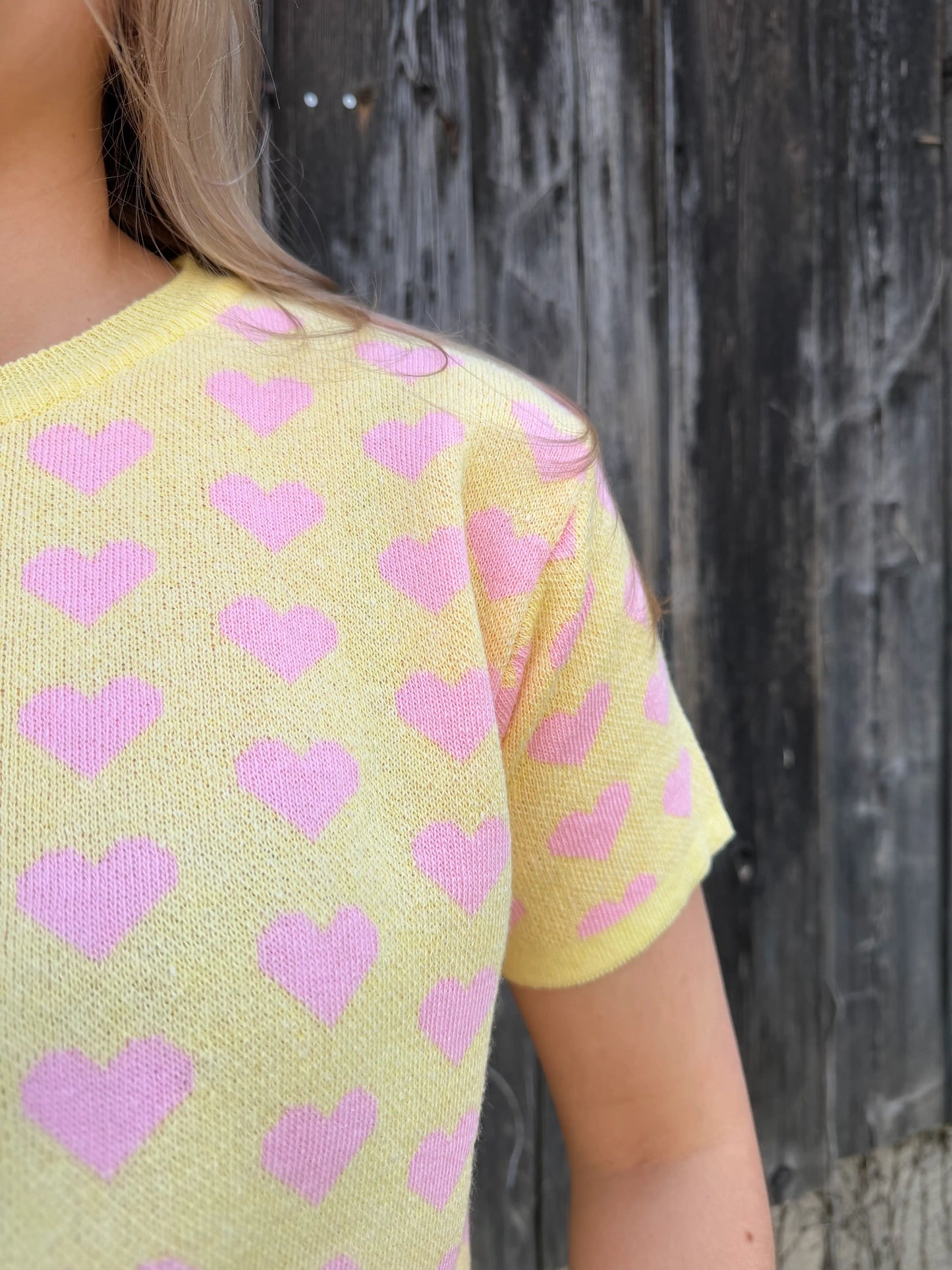Kurzarmpullover "Lovely" Pastellgelb