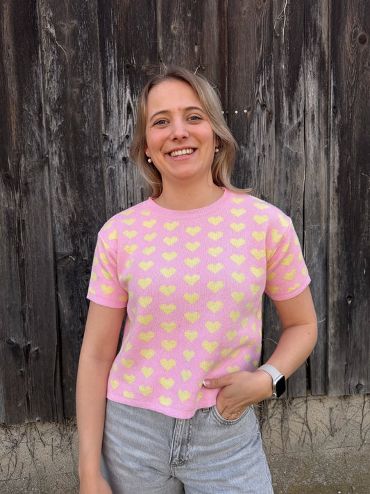 Kurzarmpullover "Lovely" Rosa