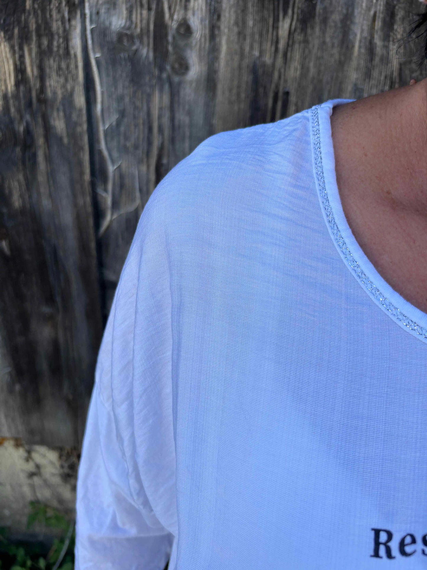 Langarmshirt "Voyage mon amour" Beige