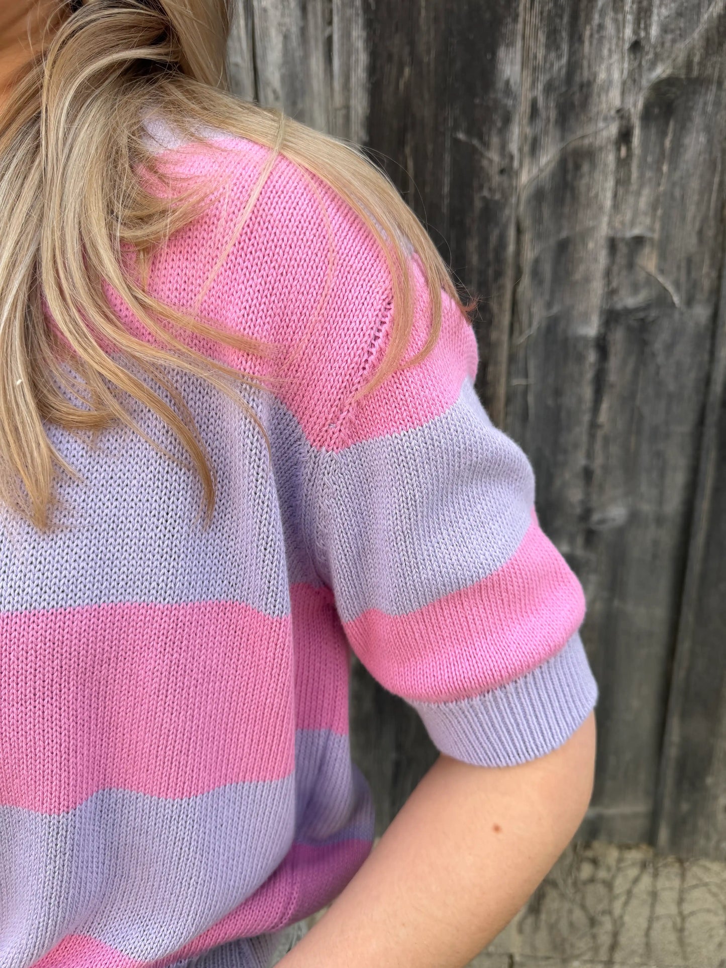 Kurzarmpullover "2-Stripe" Flieder