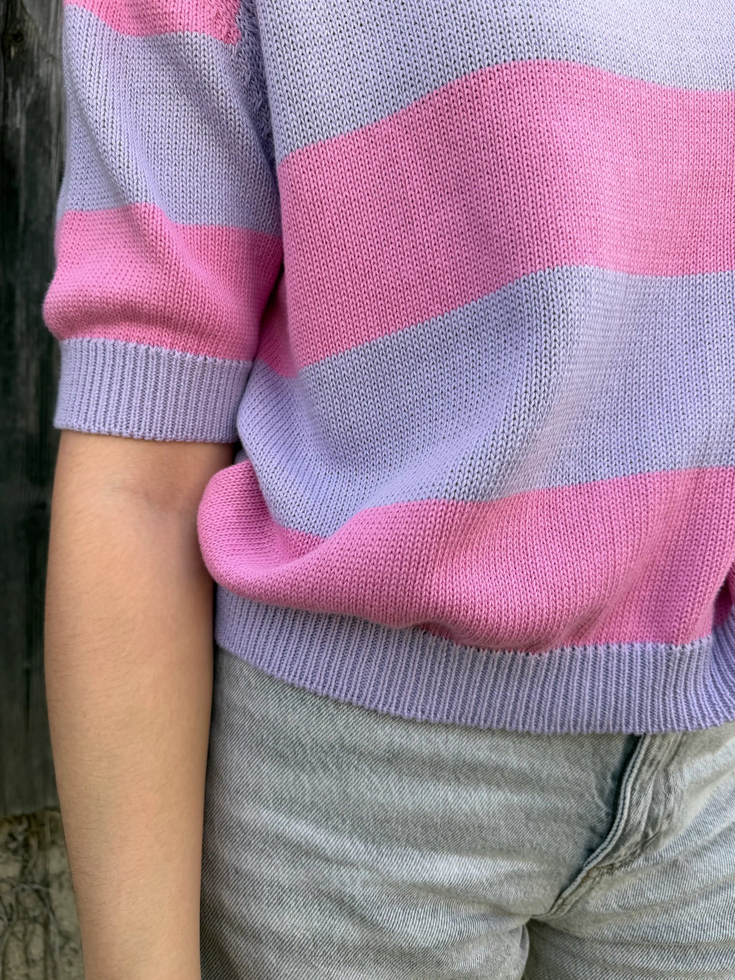Kurzarmpullover "2-Stripe" Flieder