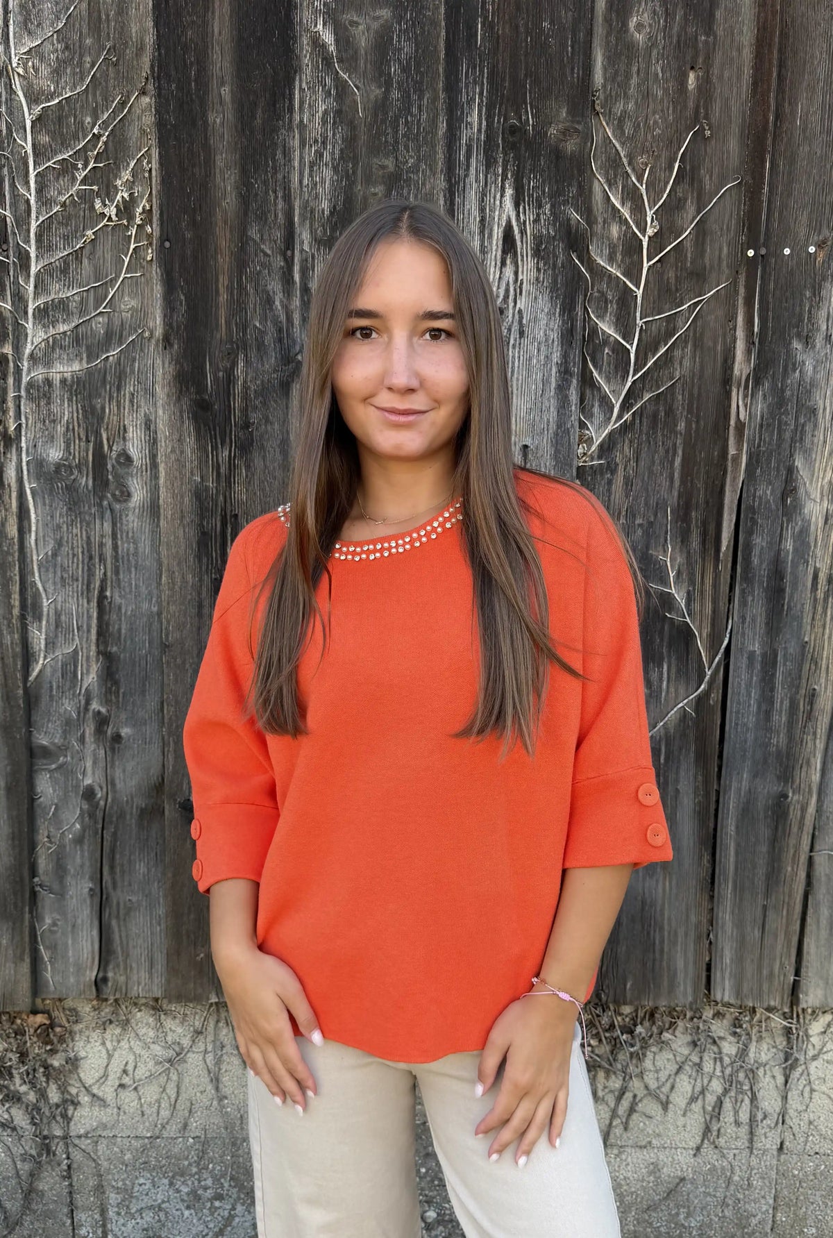 Pullover "Pearlykragen" Orange