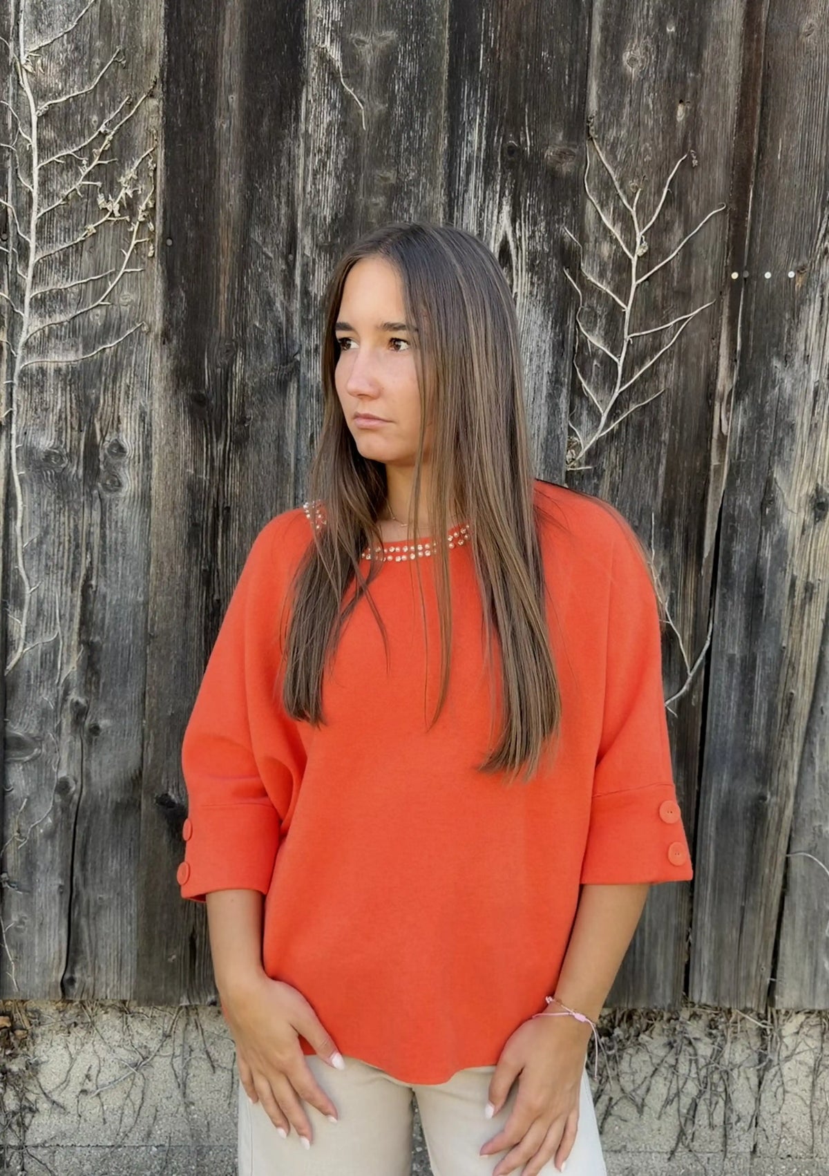 Pullover "Pearlykragen" Orange