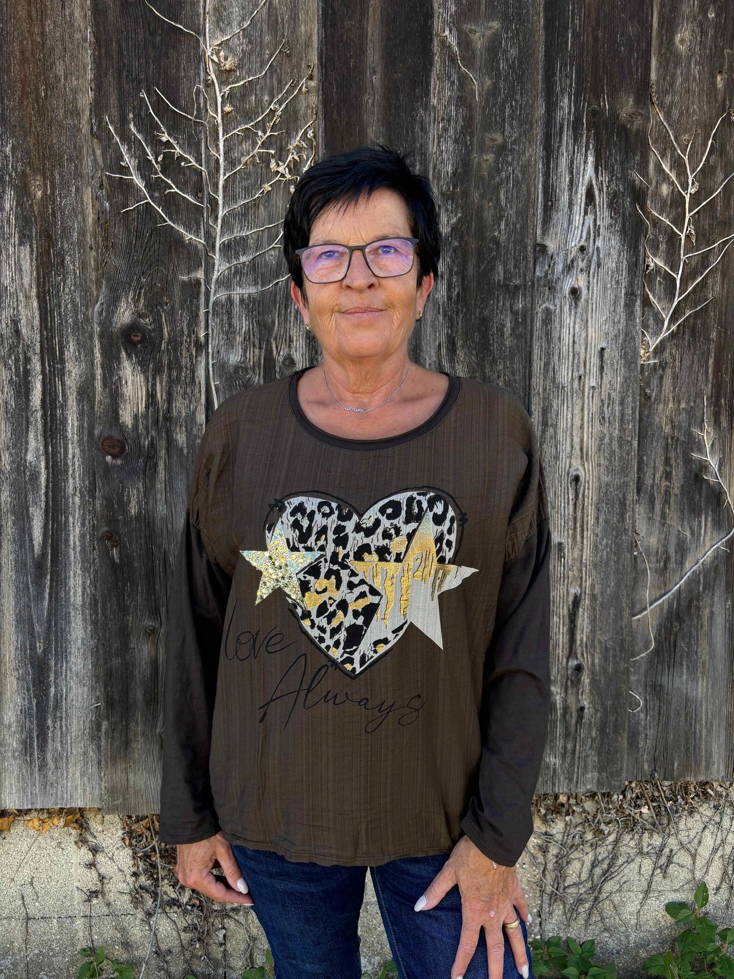 Langarmshirt "Love Always" Schokobraun