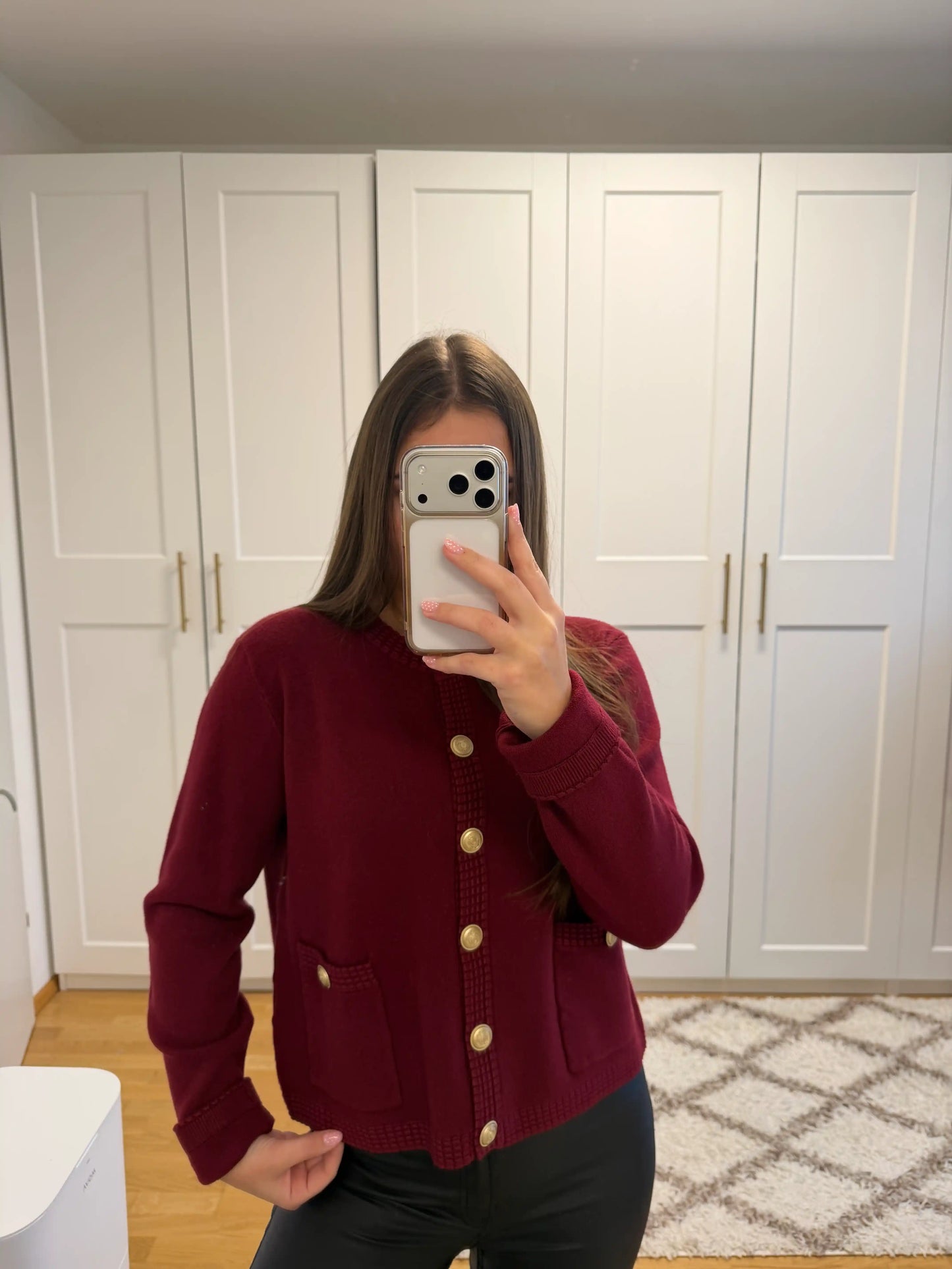 Jacke "Classic Button" Weinrot