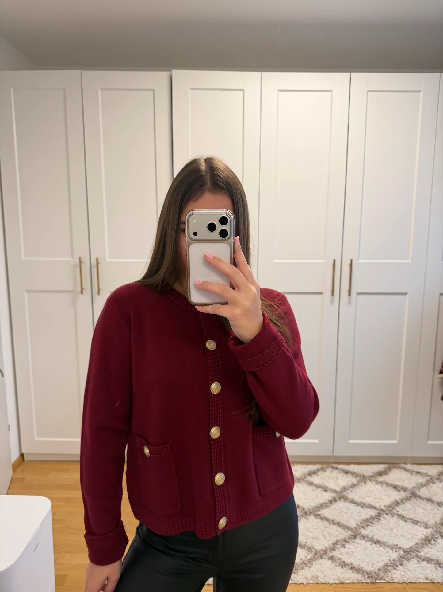 Jacke "Classic Button" Weinrot