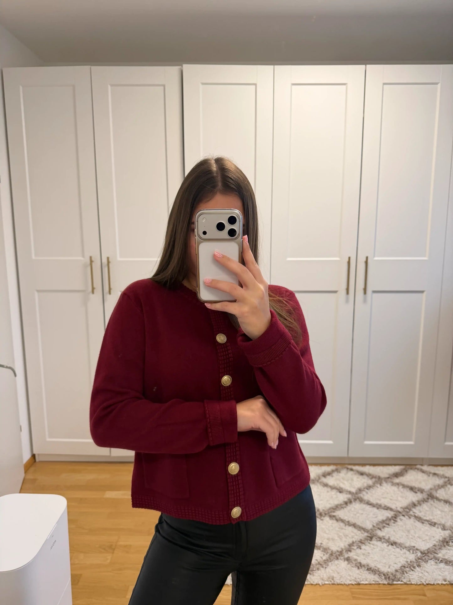 Jacke "Classic Button" Weinrot