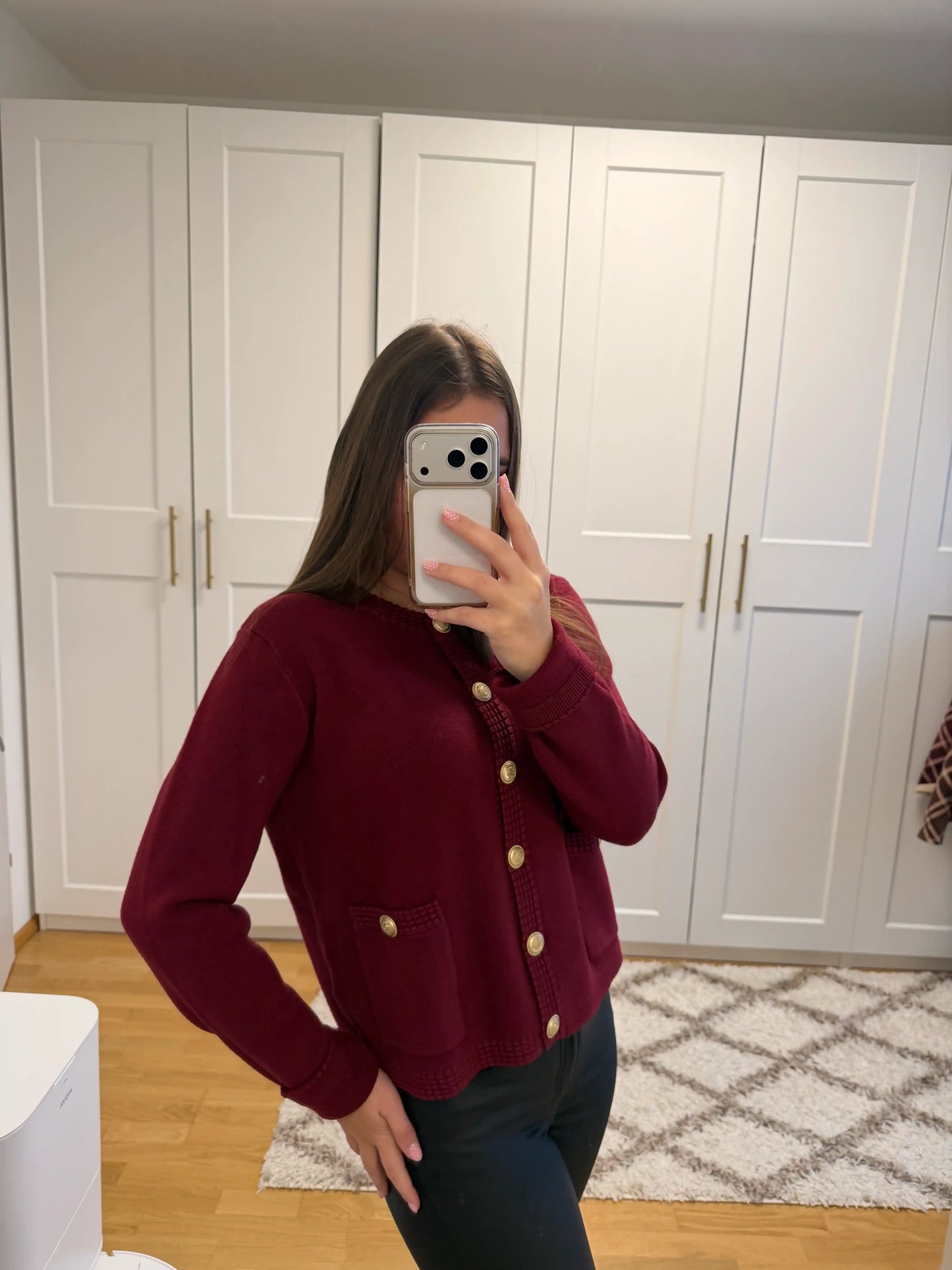 Jacke "Classic Button" Weinrot