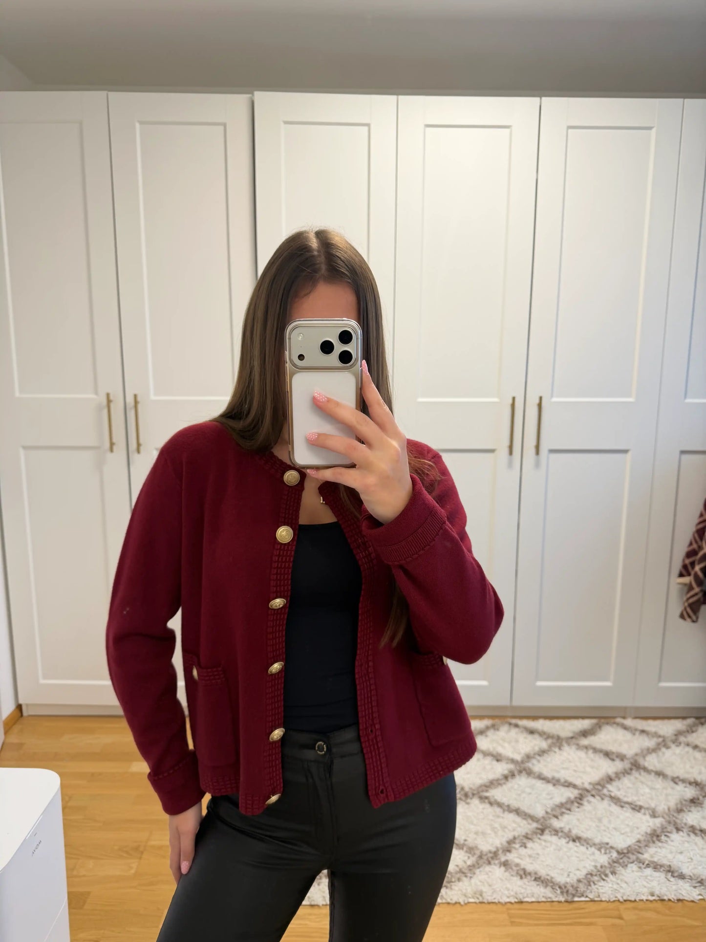 Jacke "Classic Button" Weinrot