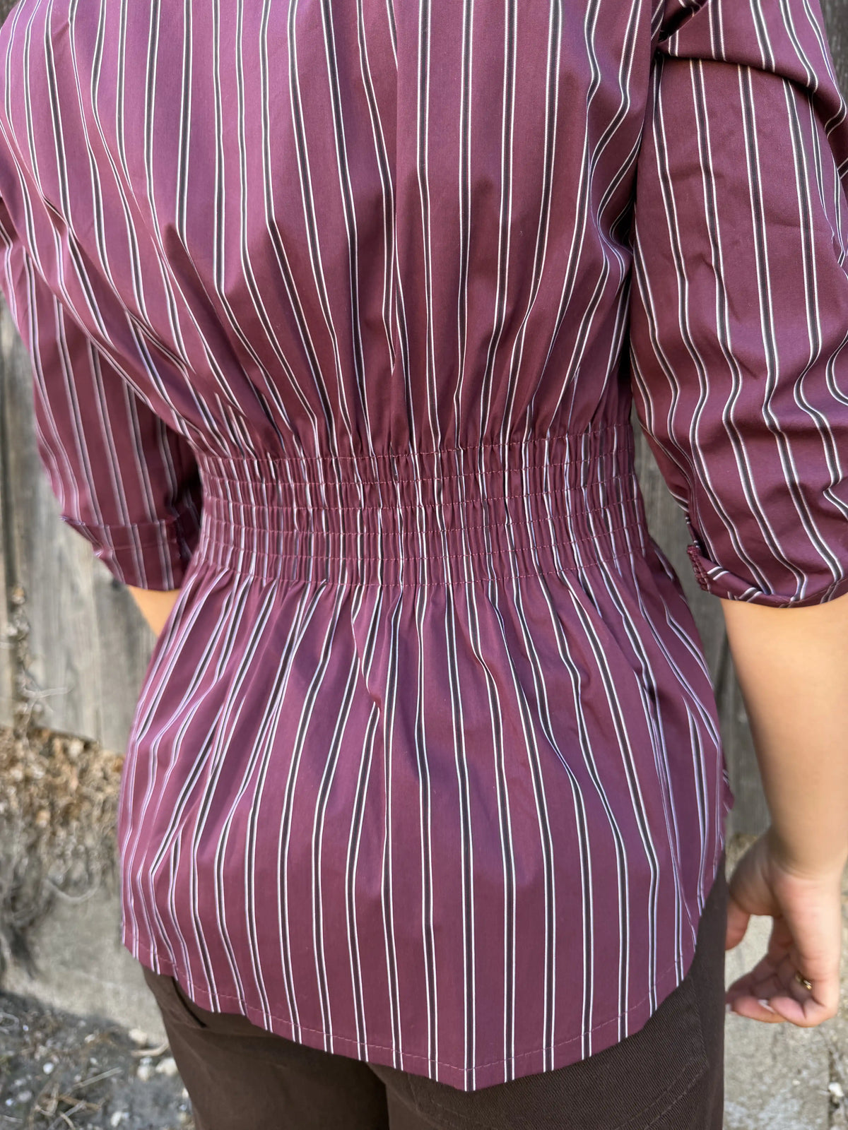 Bluse "Pinstripe" Weinrot