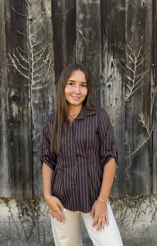 Bluse "Pinstripe" Schokobraun