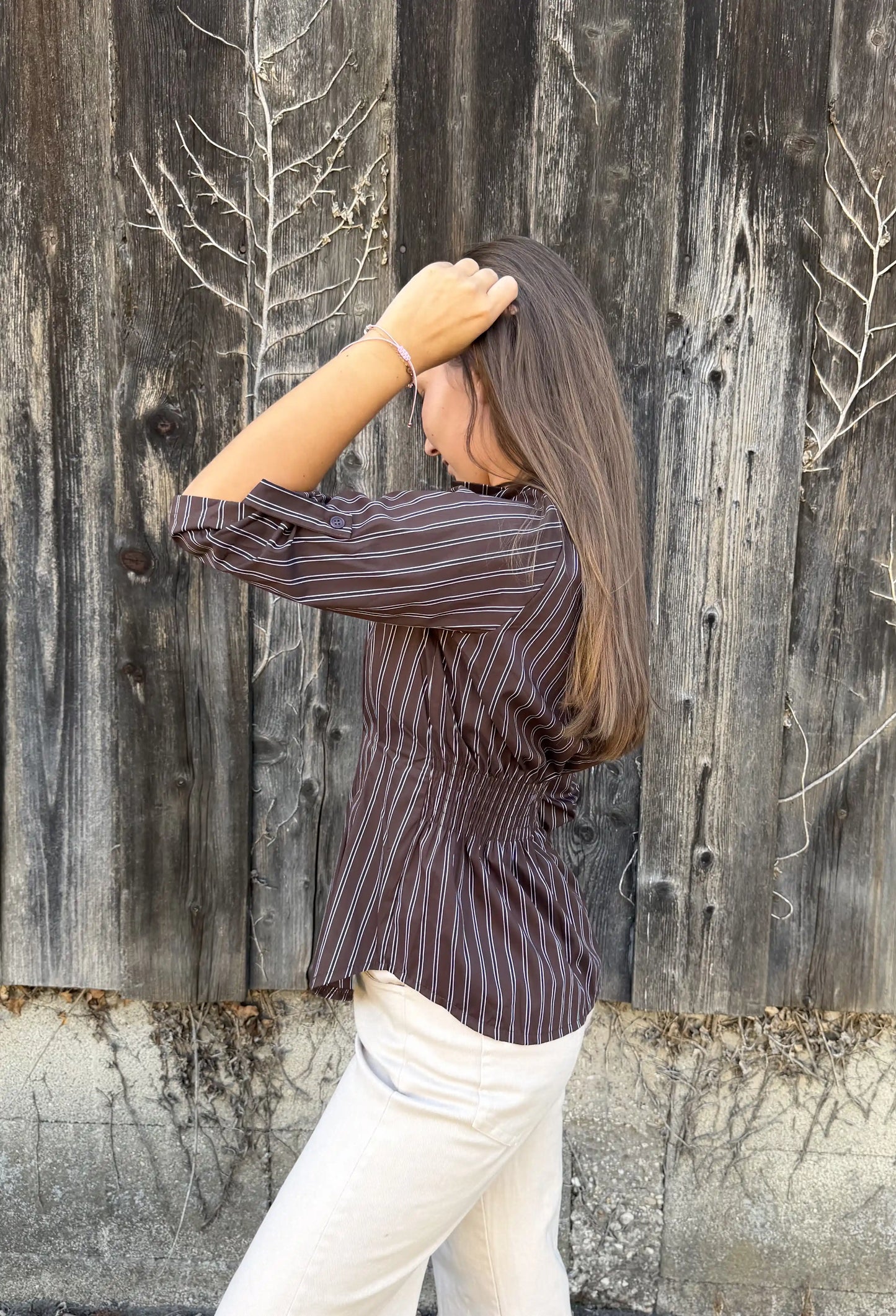 Bluse "Pinstripe" Schokobraun