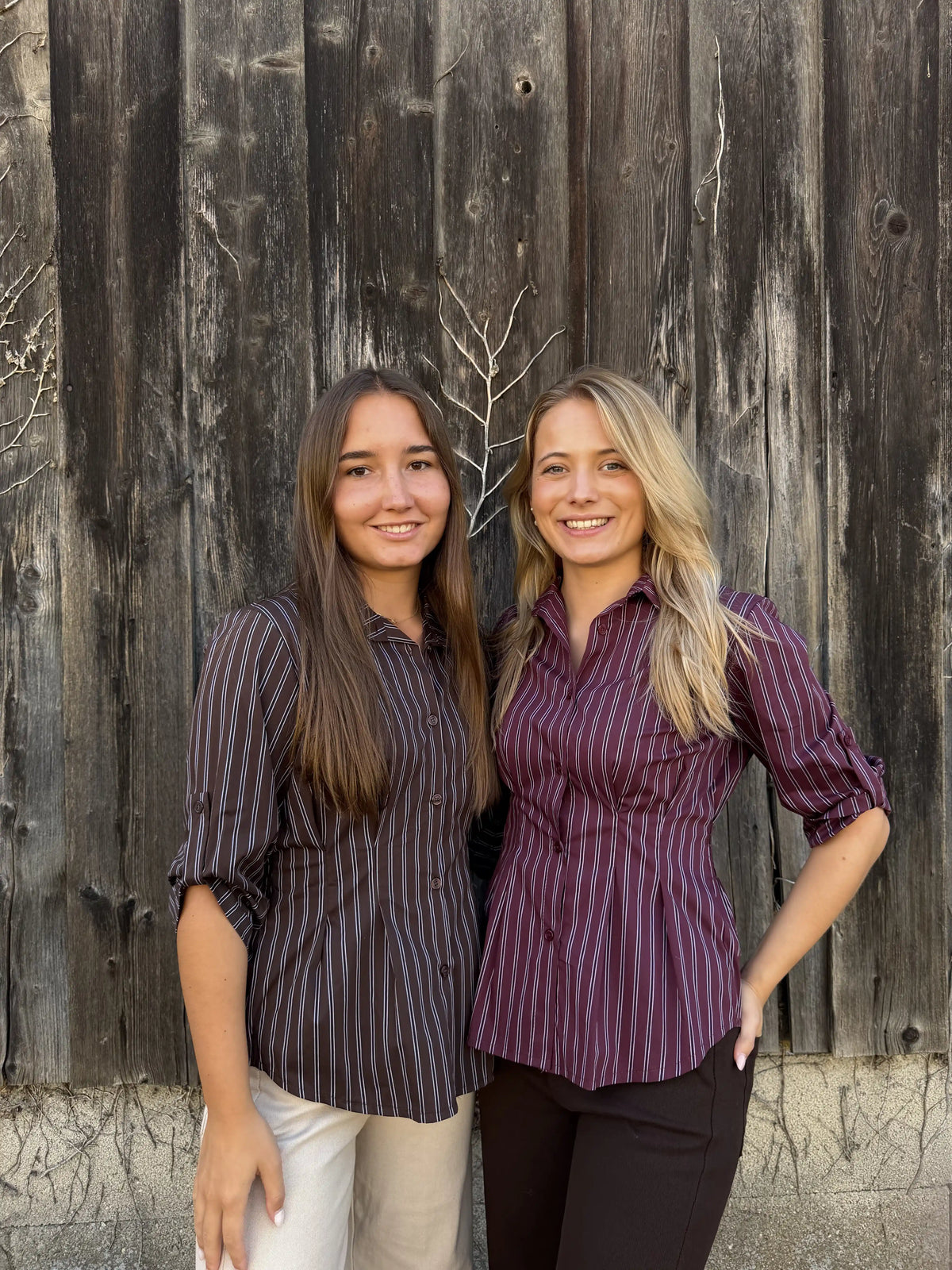 Bluse "Pinstripe" Schokobraun