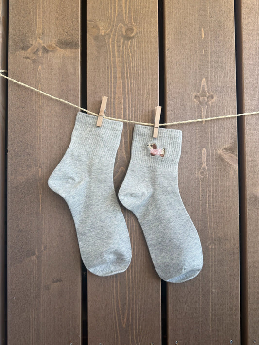 Socken "Dackel" Grau