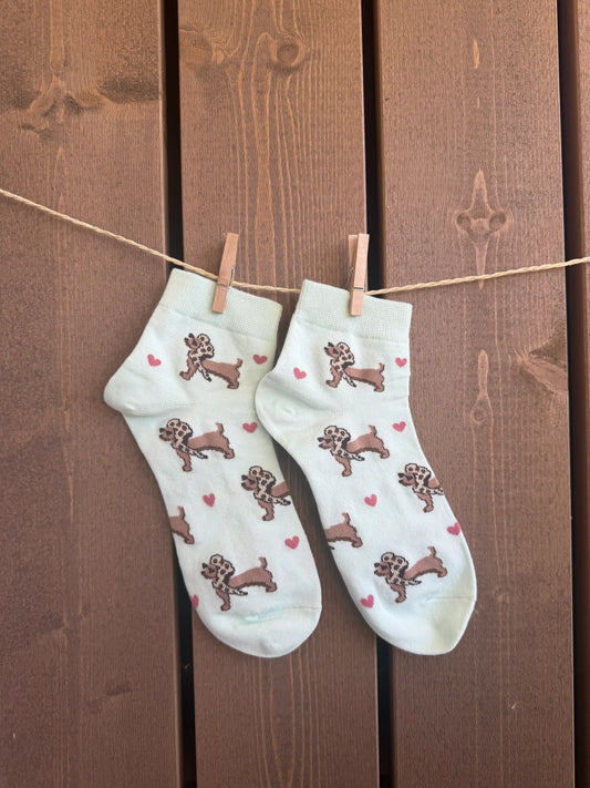 Socken "Herz-Dackel" Grün