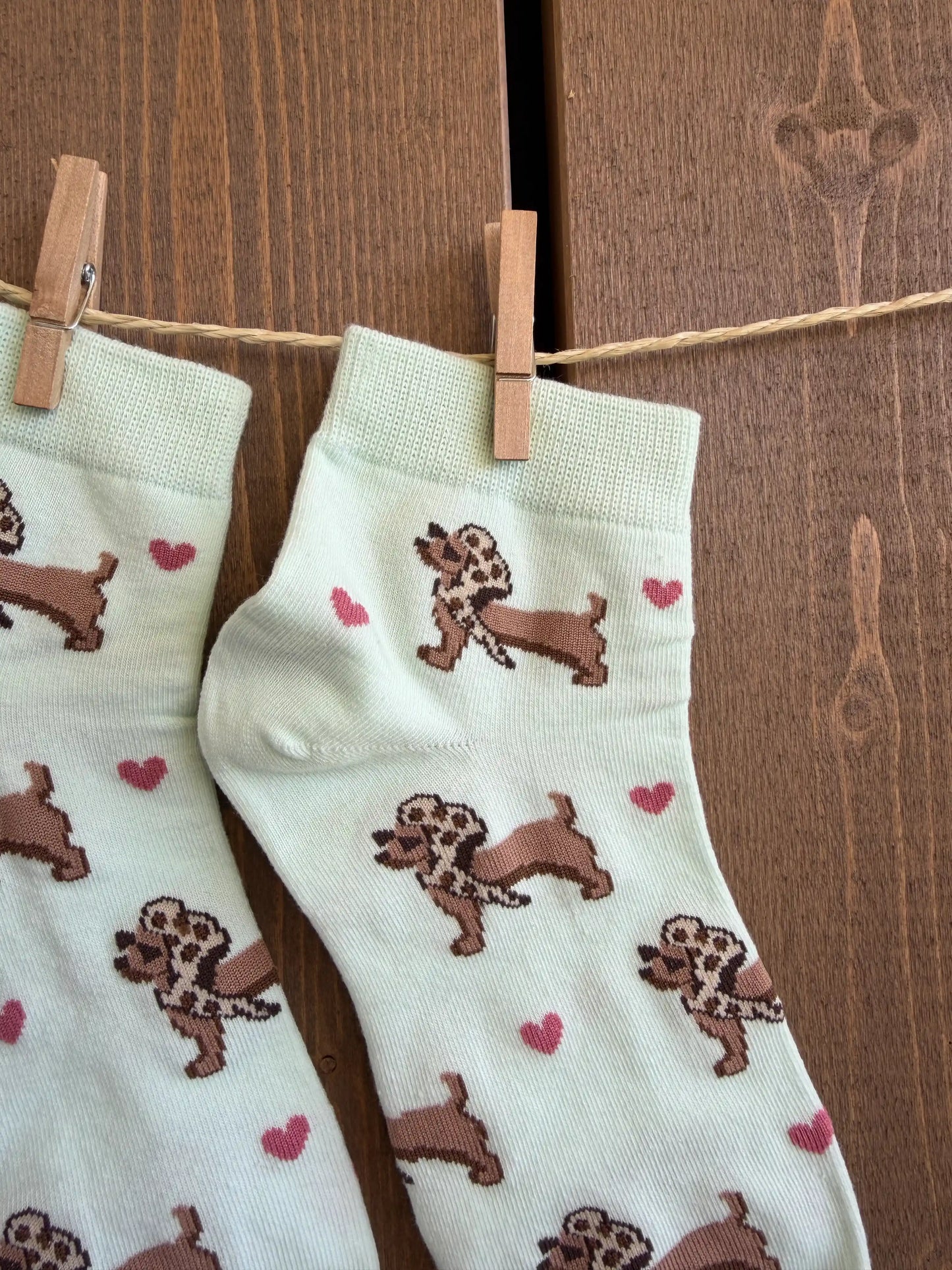Socken "Herz-Dackel" Grün