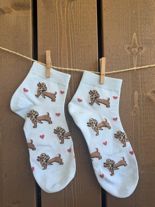 Socken "Herz-Dackel" Hellblau