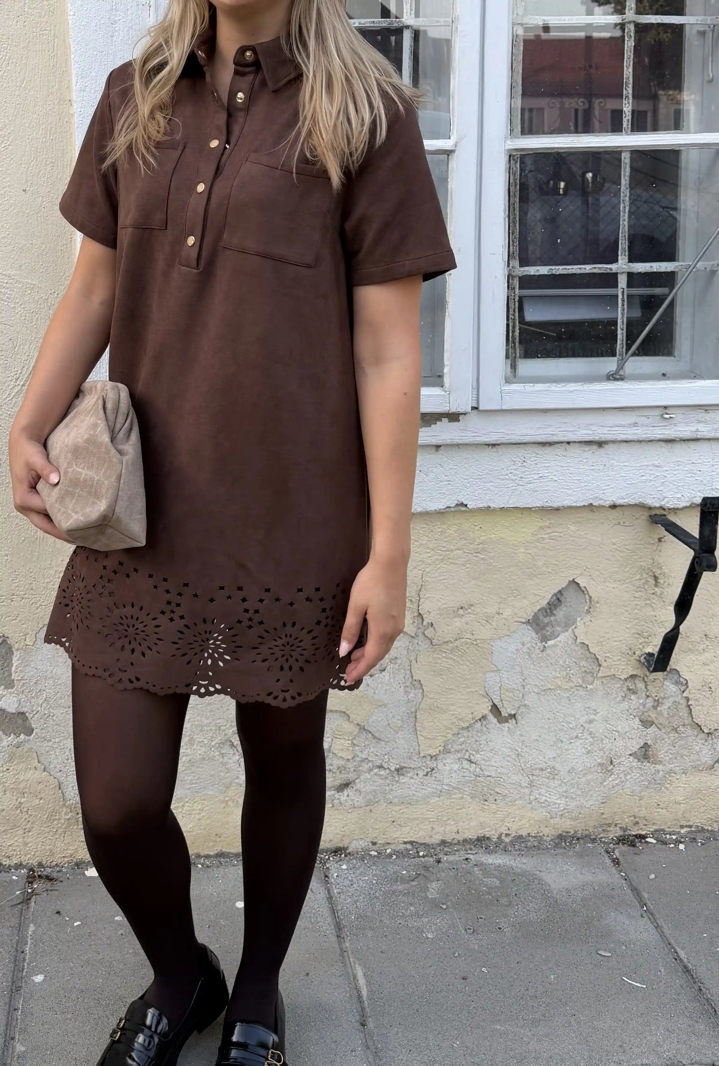 Kleid "Westernbroderie" Schokobraun