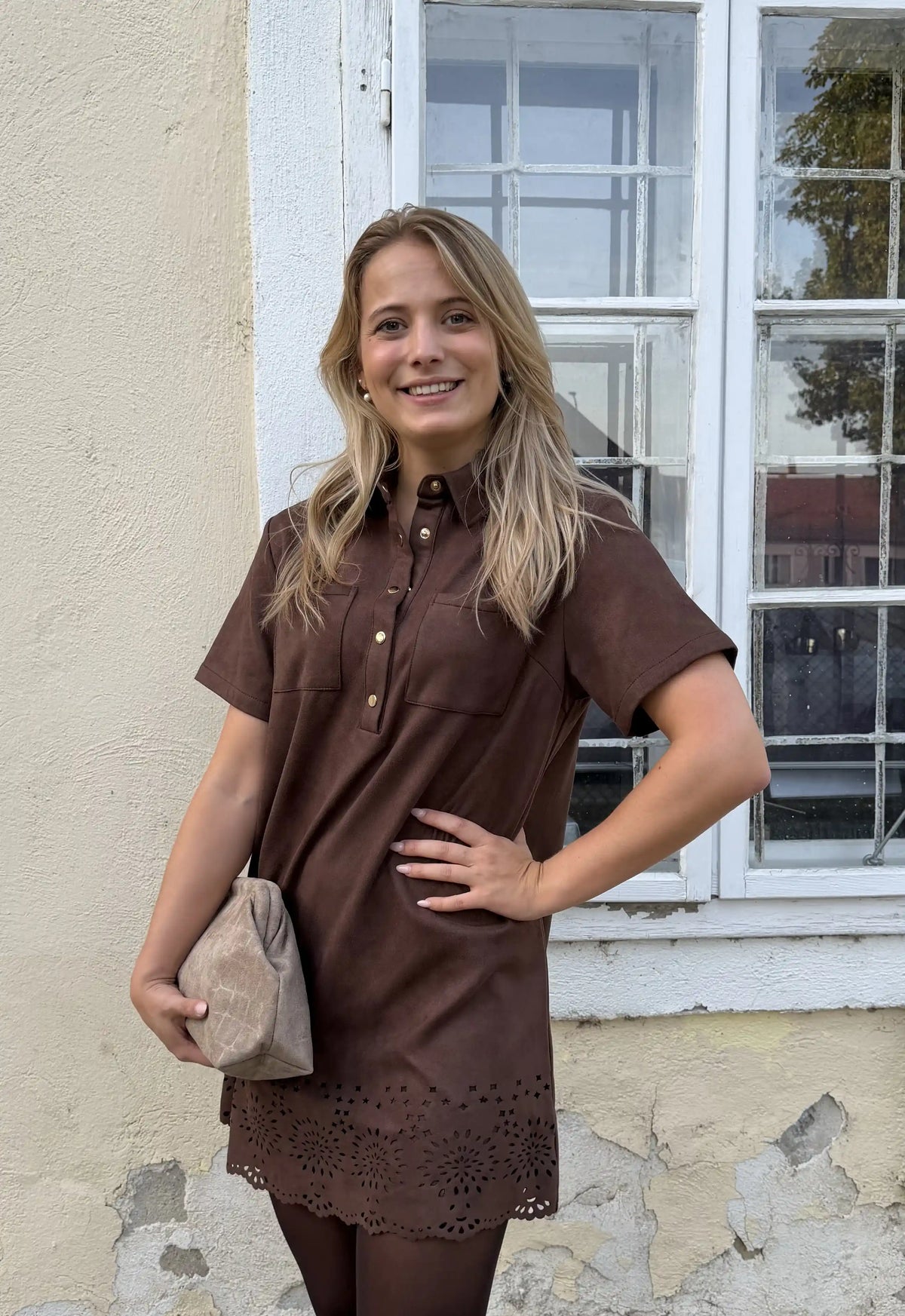 Kleid "Westernbroderie" Schokobraun