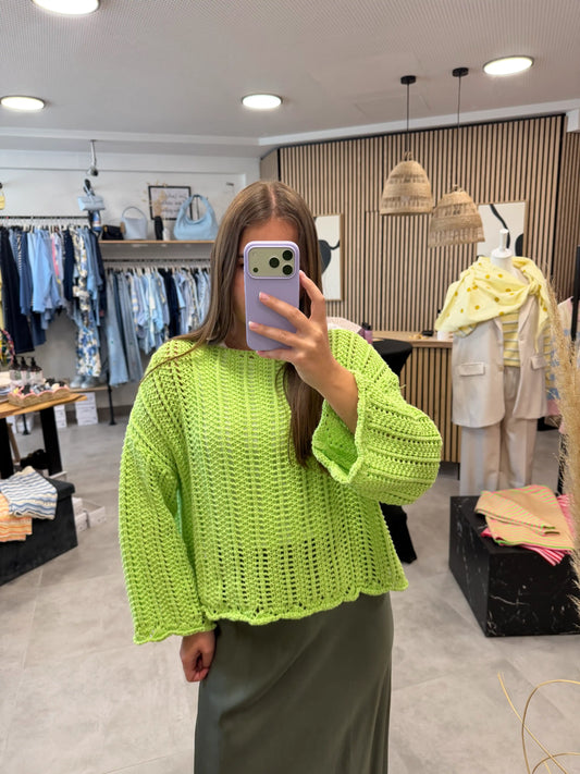 Häkelpullover Apfelgrün