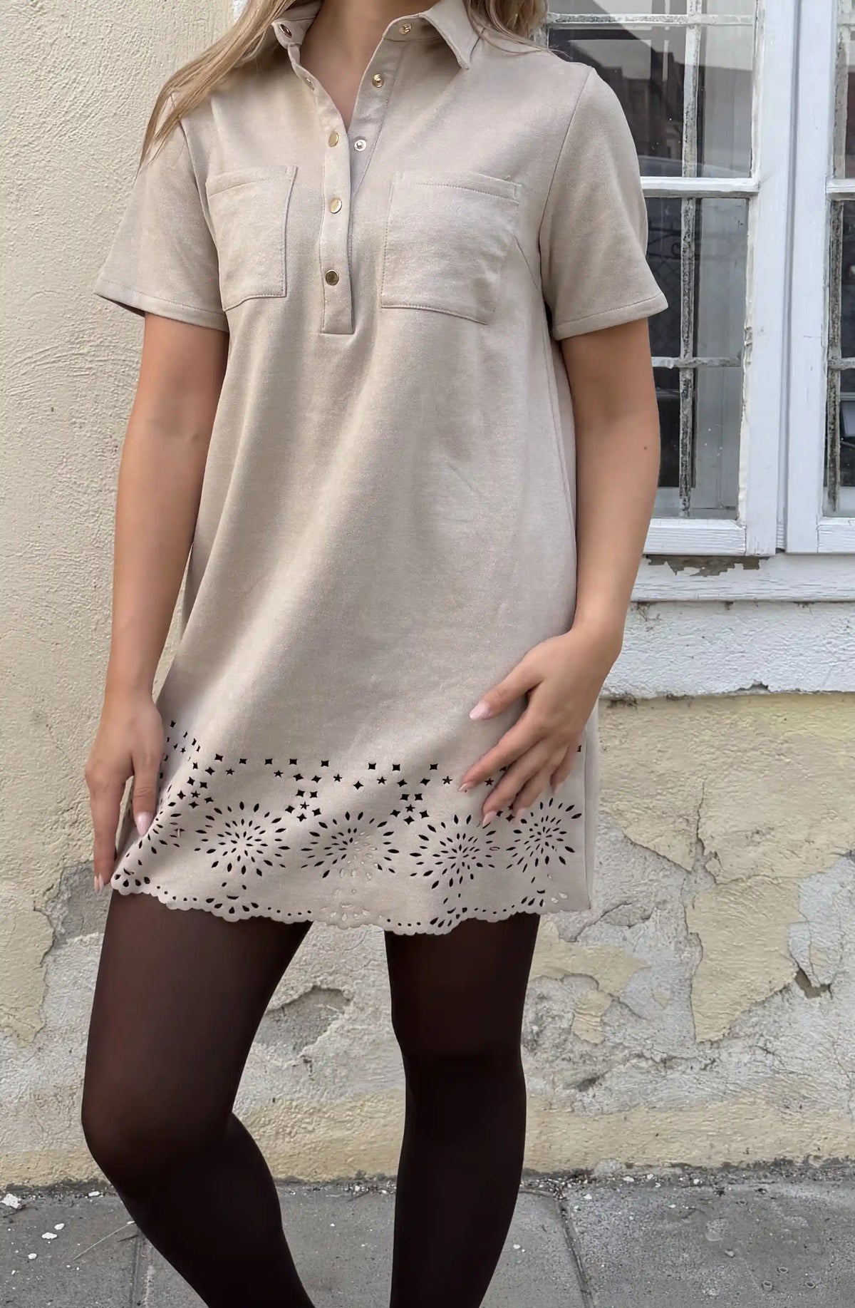 Kleid "Westernbroderie" Beige