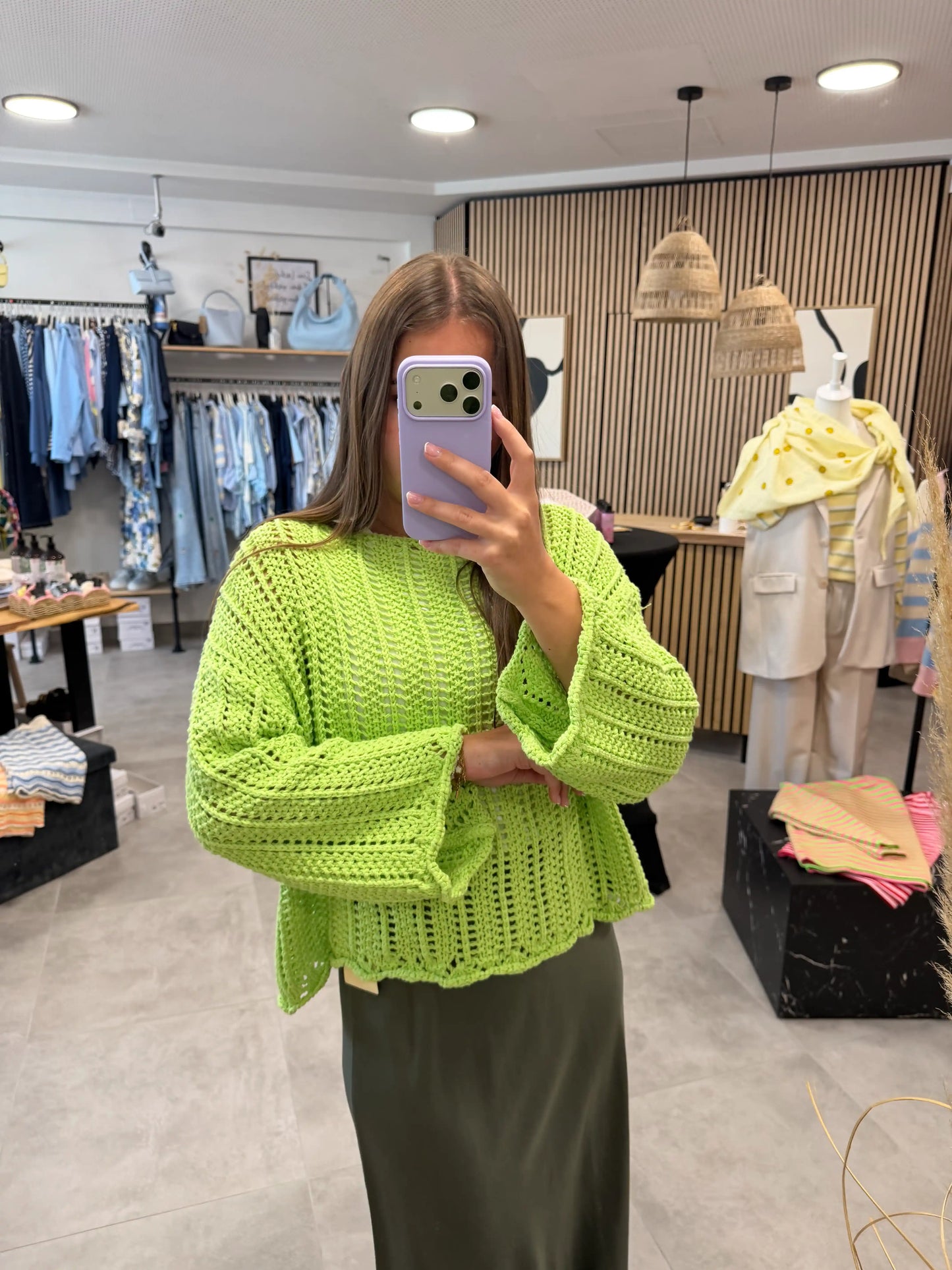 Häkelpullover Apfelgrün