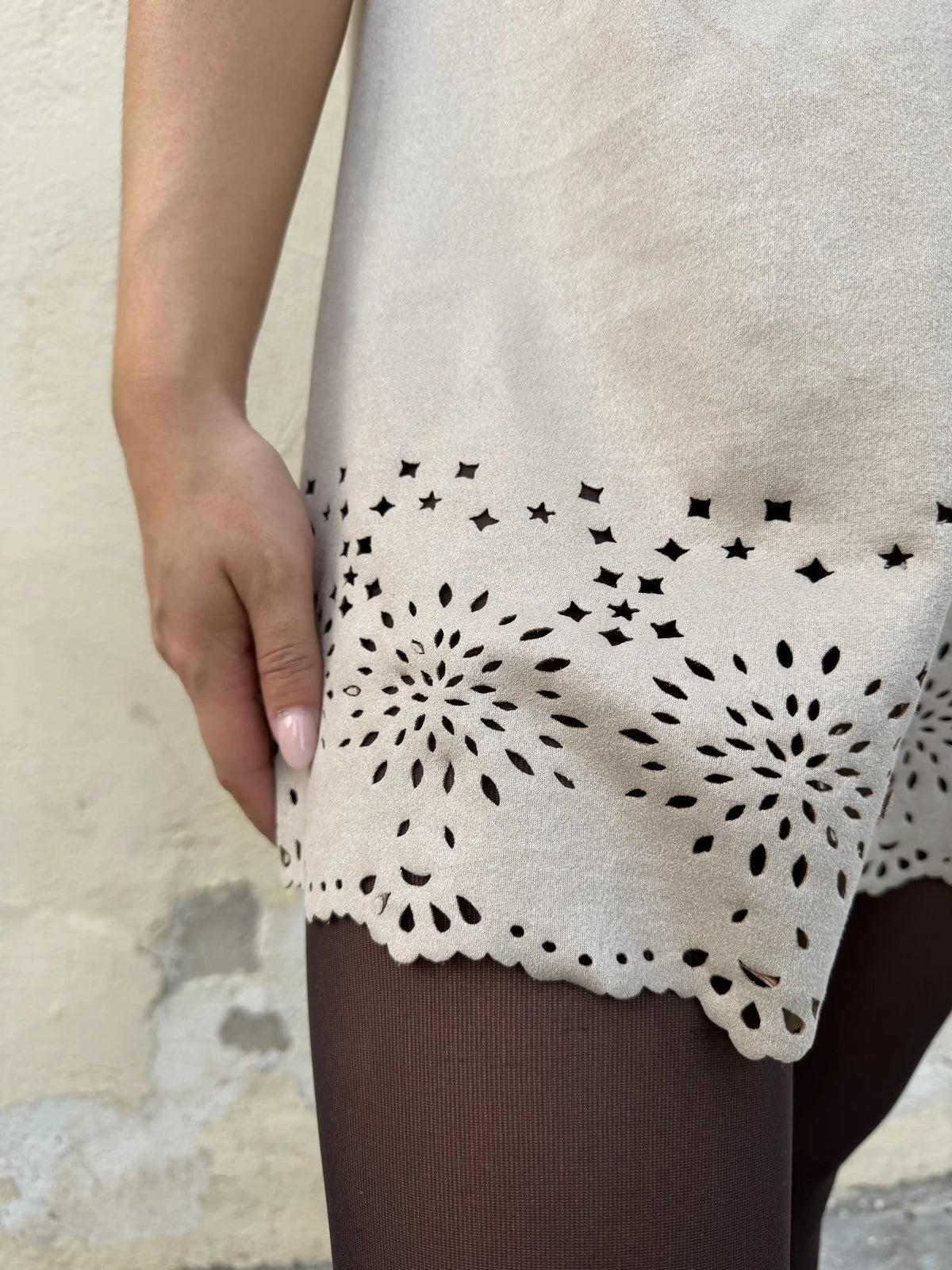 Kleid "Westernbroderie" Beige